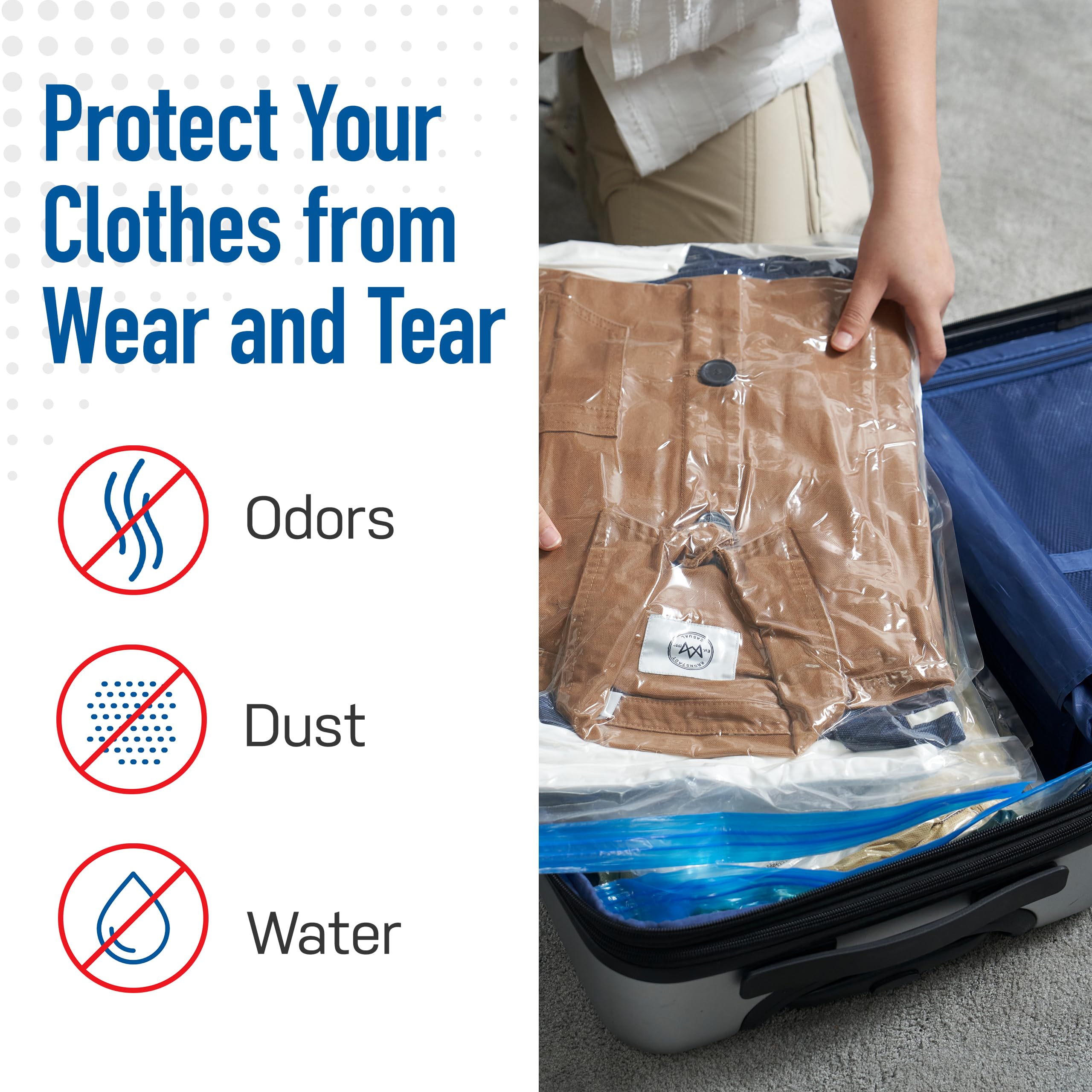 Premium Travel Compression Storage Bags - 8 Pack Space Saver Bags with Double-Zip Seal & Turbo Valve for 80% More Storage | Ideal for Suitcases, Closet Organization & Seasonal Clothing Storage