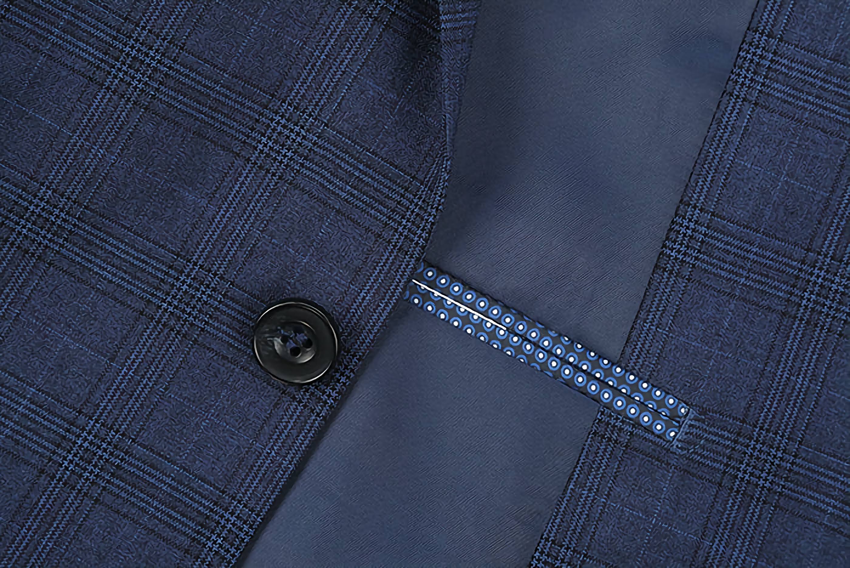 Men's 3-Piece Blue Glen Plaid Suit Set - 2 Button Regular Fit Business Formal Attire for Weddings & Office Wear