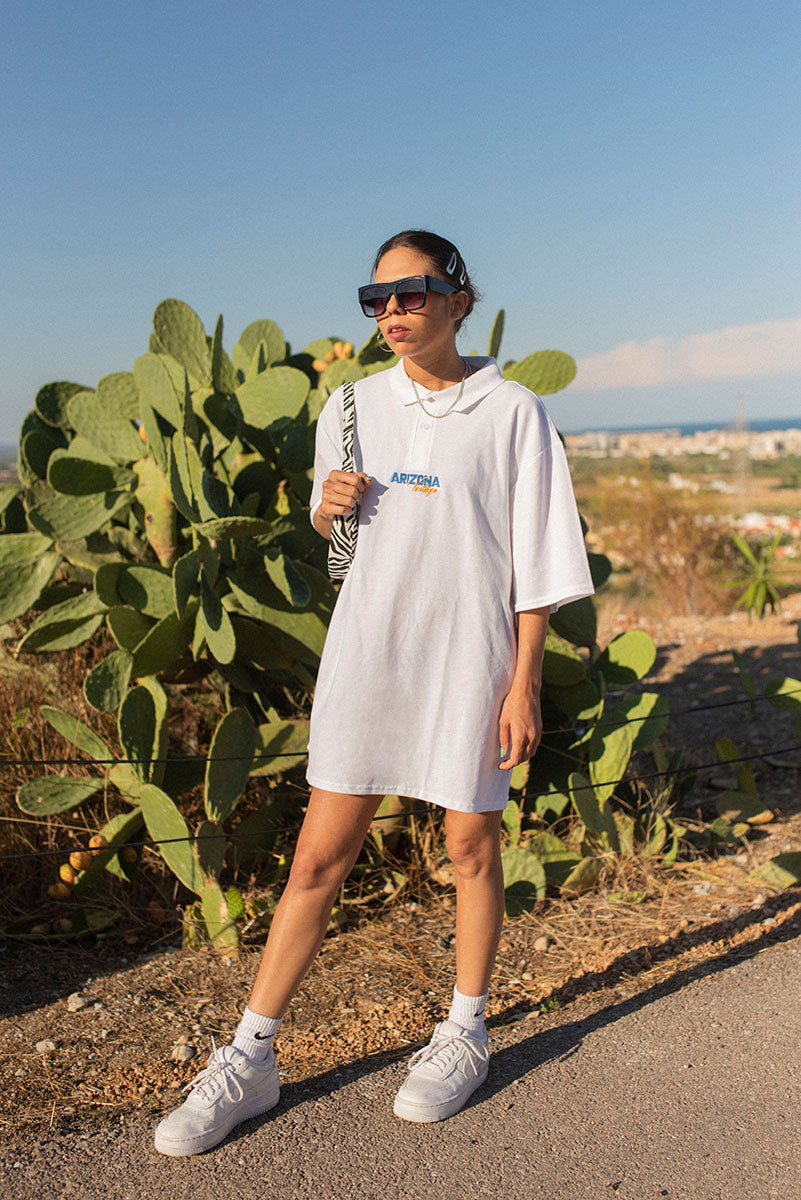 Arizona White Polo Dress for Women - Casual Summer Short Sleeve Cotton Shirt Dress - Perfect for Golf, Beach Outings & Weekend Brunch