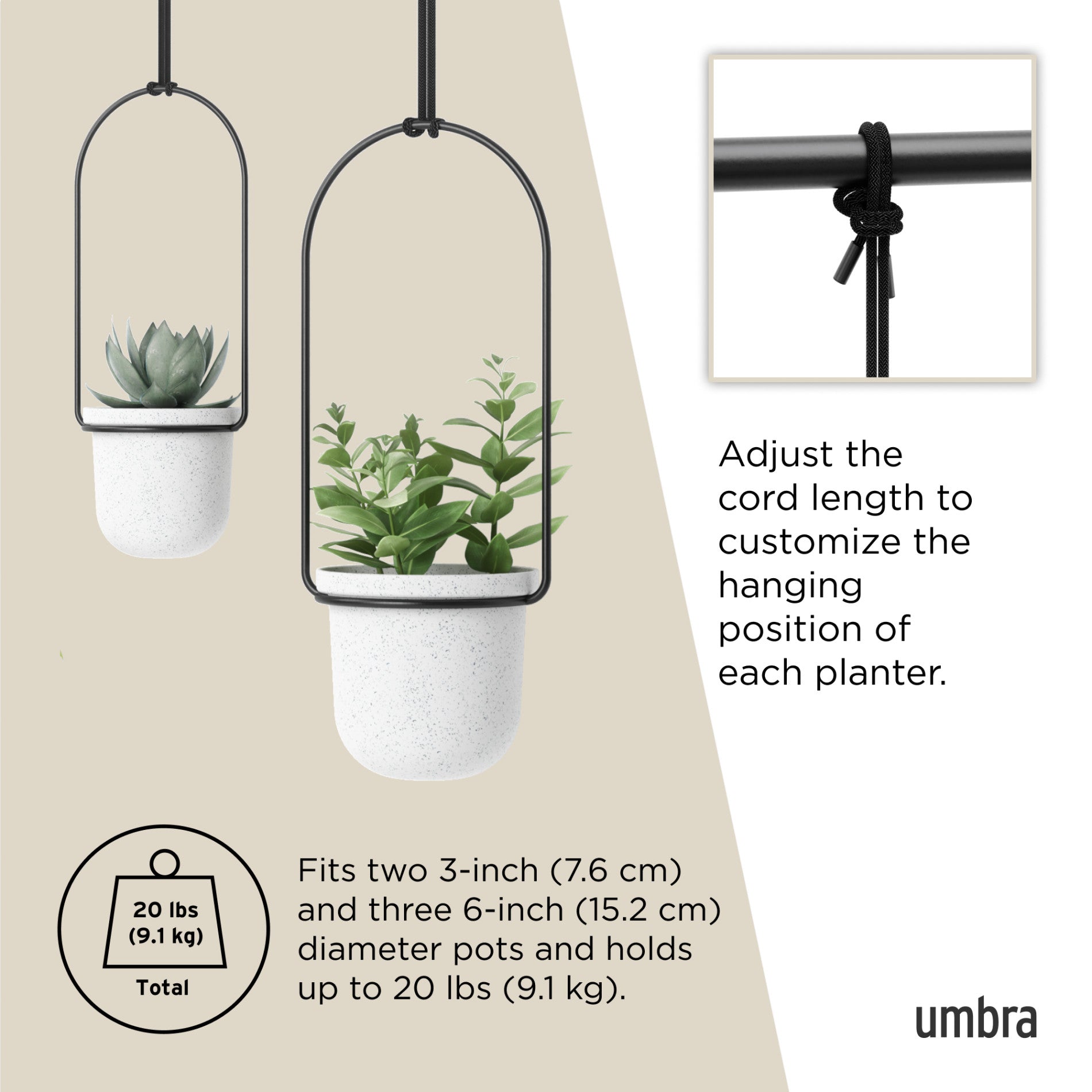 Triflora Hanging Planters Set of 5 - Indoor/Outdoor Macrame Plant Hangers for Home Decor, Balcony, Garden & Patio