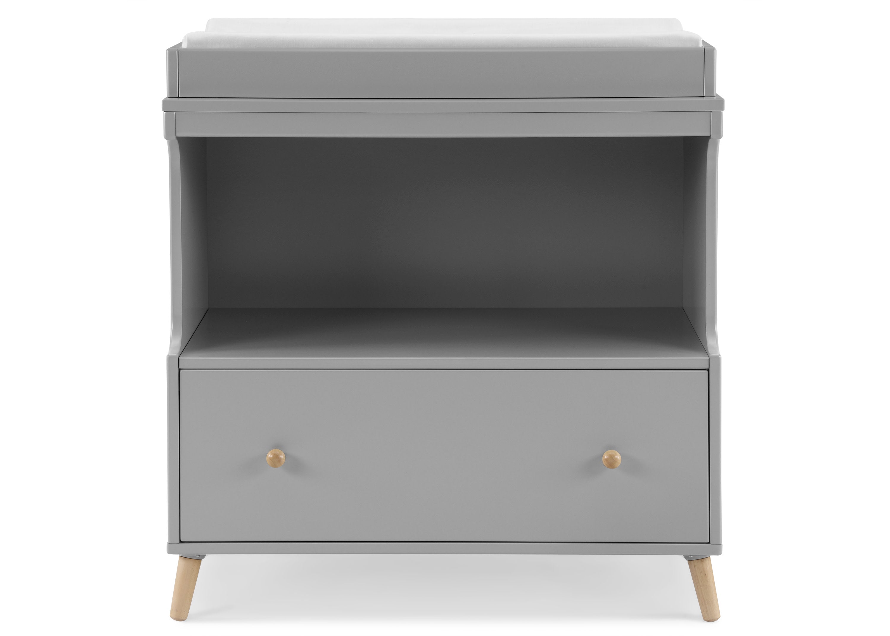 Essex Convertible Baby Changing Table with Storage Drawer - Nursery Dresser & Kids Bookshelf for Newborn & Toddler Bedroom Organization