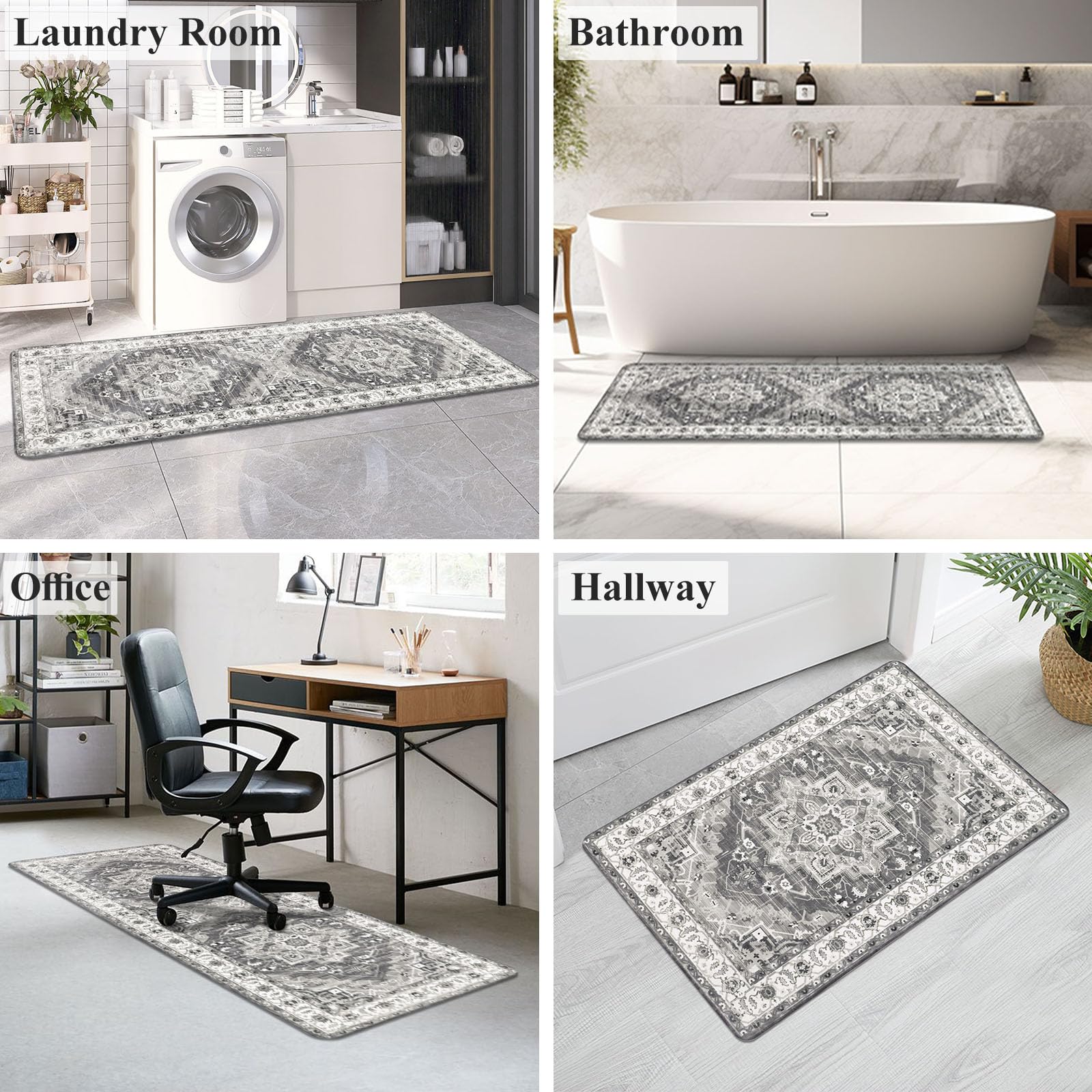 3-Piece Anti-Fatigue Kitchen Rug Set - Non-Slip Waterproof Cushioned Floor Mats for Home, Office, Sink & Laundry - Comfort Standing Mat Runner for Pain Relief & Long Hours Cooking