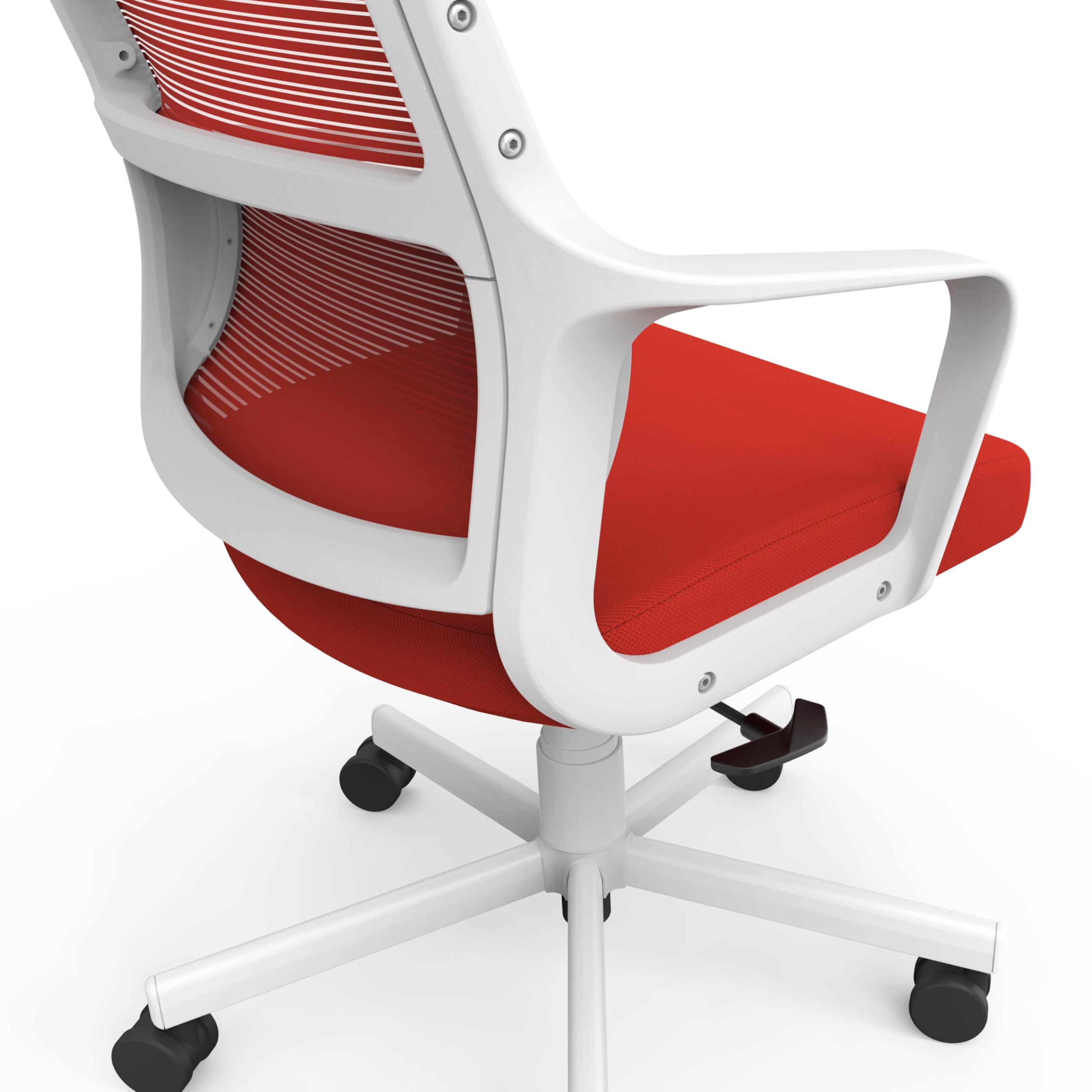 Furniture of America Casman Modern Adjustable Swivel Mesh Ergonomic Office Chair with Wheels & Lumbar Support - Red & White - Perfect for Home Office, Gaming & Workspace Comfort