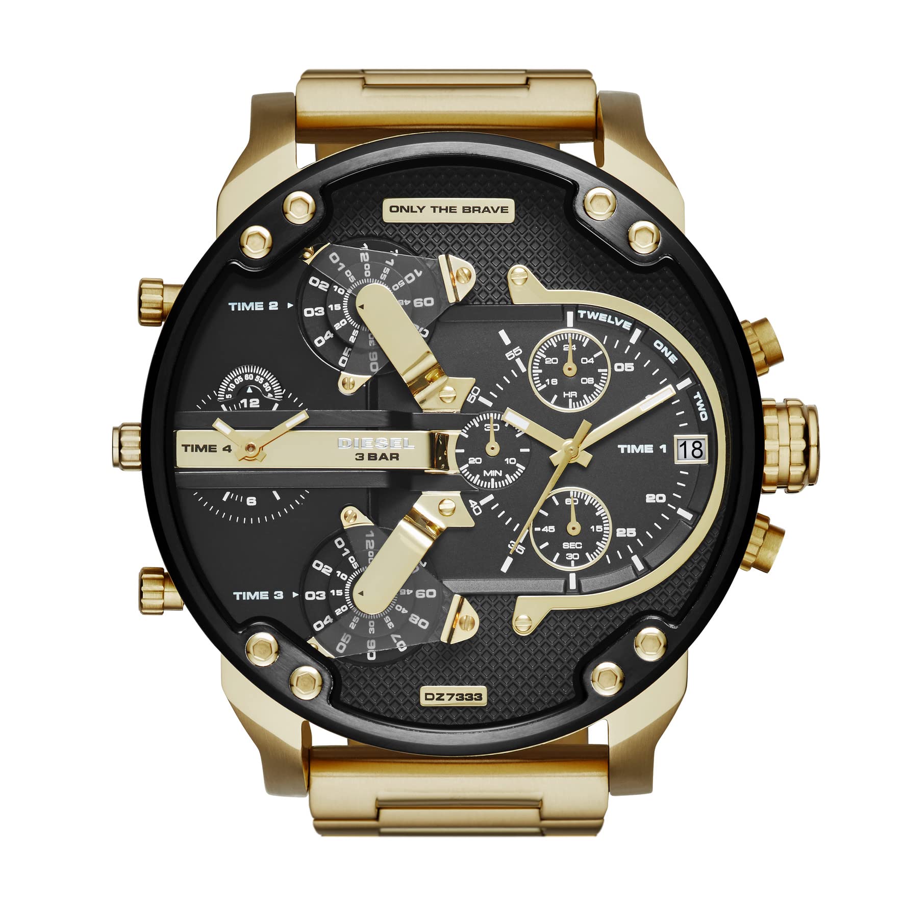 Diesel Mr. Daddy 2.0 Men's Chronograph Watch - Stainless Steel Case, Black & Gold Color (Model DZ7333) | Perfect for Business, Casual Wear & Special Occasions