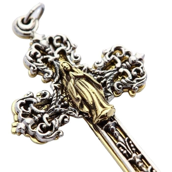 Mary Angel Sterling Silver Cross Pendant Necklace for Women - Religious Jewelry Gift for Baptism, First Communion & Everyday Wear