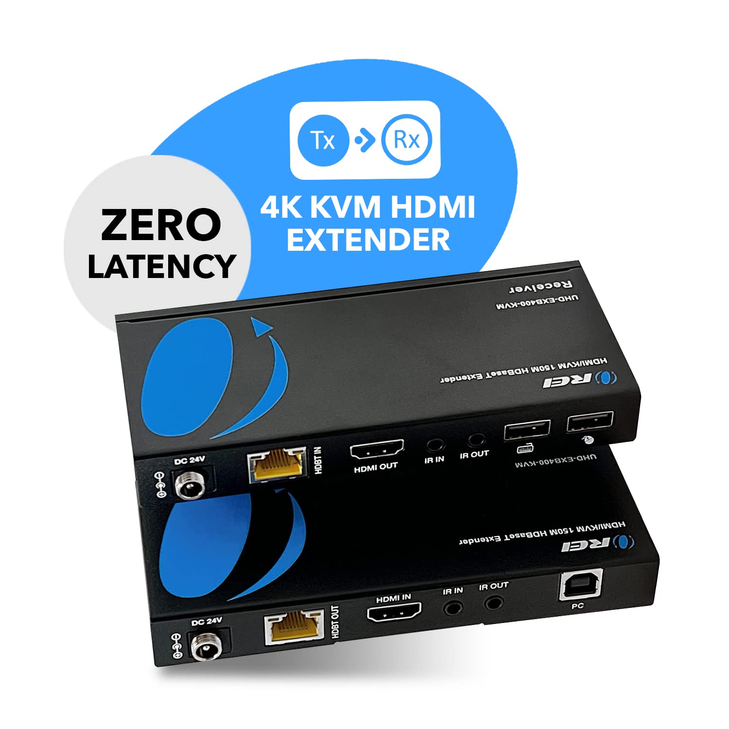 OREI 4K@60Hz KVM HDMI Extender Over Ethernet with PoC | Single HDBaseT CAT5e/CAT6A/CAT7 Cable | Up to 400 Feet 4:4:4 | Remote, Keyboard, Mouse & USB Control | Perfect for Home Theater, Gaming & Office Setup