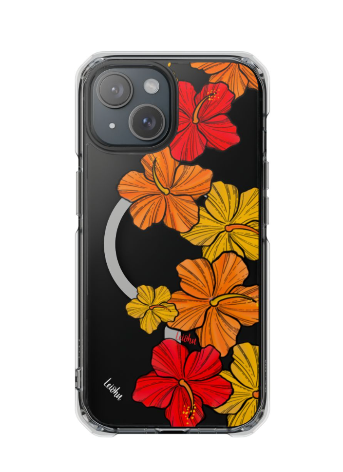 Hibiscus Retro Clear Phone Case - Durable Protective Cover for iPhone & Samsung - Floral Design for Stylish Protection | Perfect for Everyday Use, Travel & Gifting
