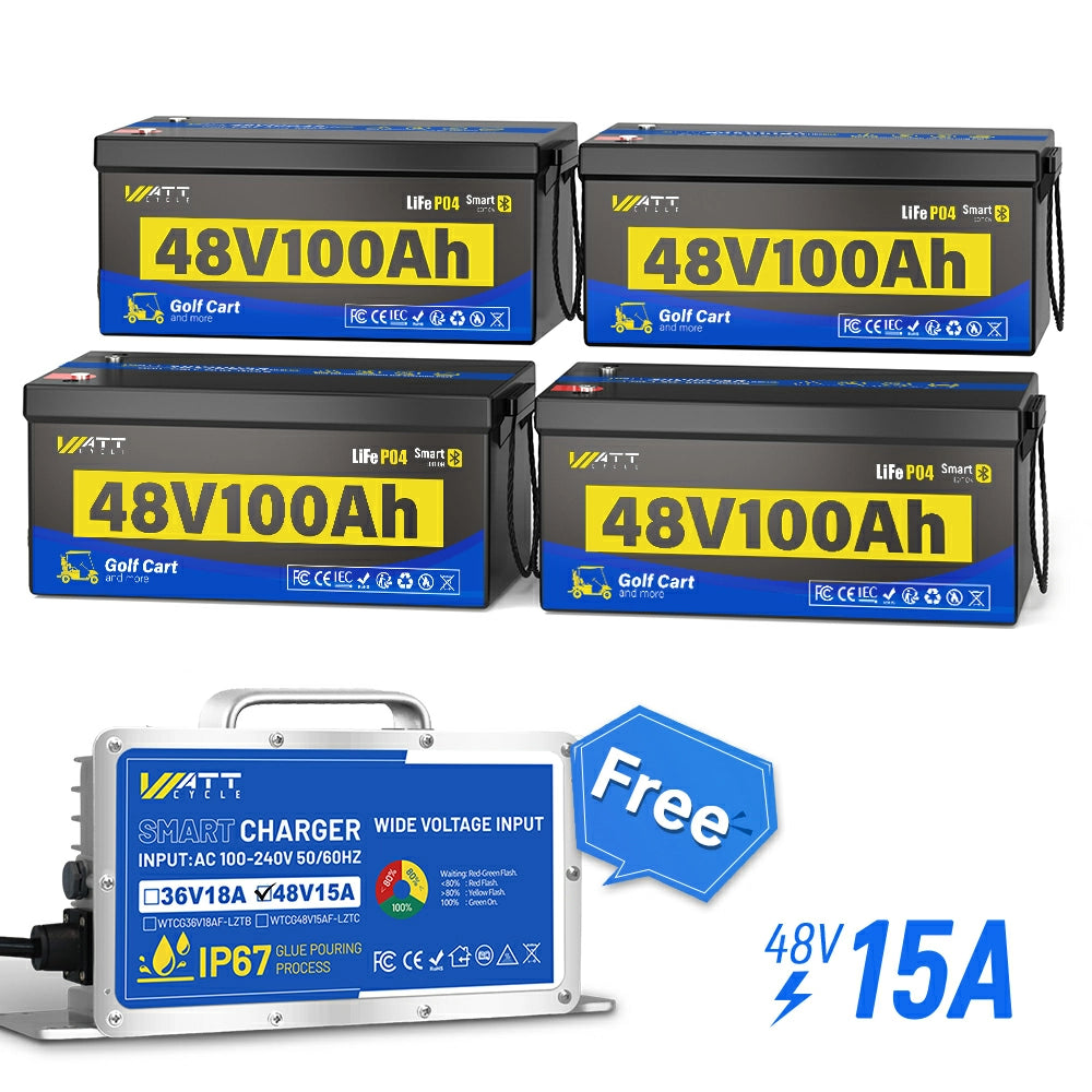 48V 100Ah Lithium Golf Cart Battery with Bluetooth - Long Lasting Power for Golf Carts, Electric Vehicles & Off-Grid Applications - Perfect for Golf Courses, RV Camping & Solar Energy Storage