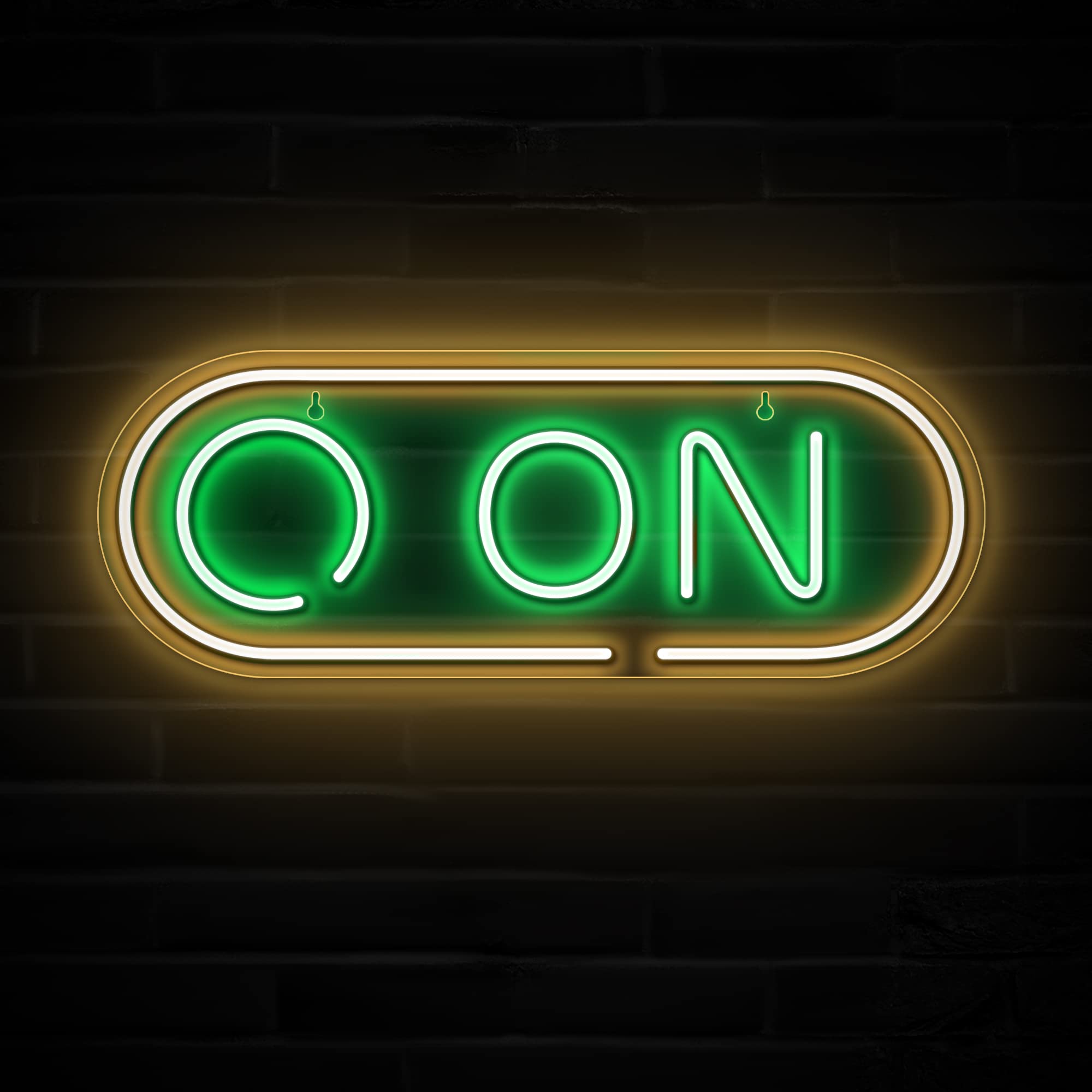 Lumoonosity ON Neon Signs - LED ON Neon Lights for Gamers, Streamers & Influencers - Yellow/Green Wall Decor for Game Rooms, Bedrooms & Dorms - Perfect for Hustle Mode & Content Creation