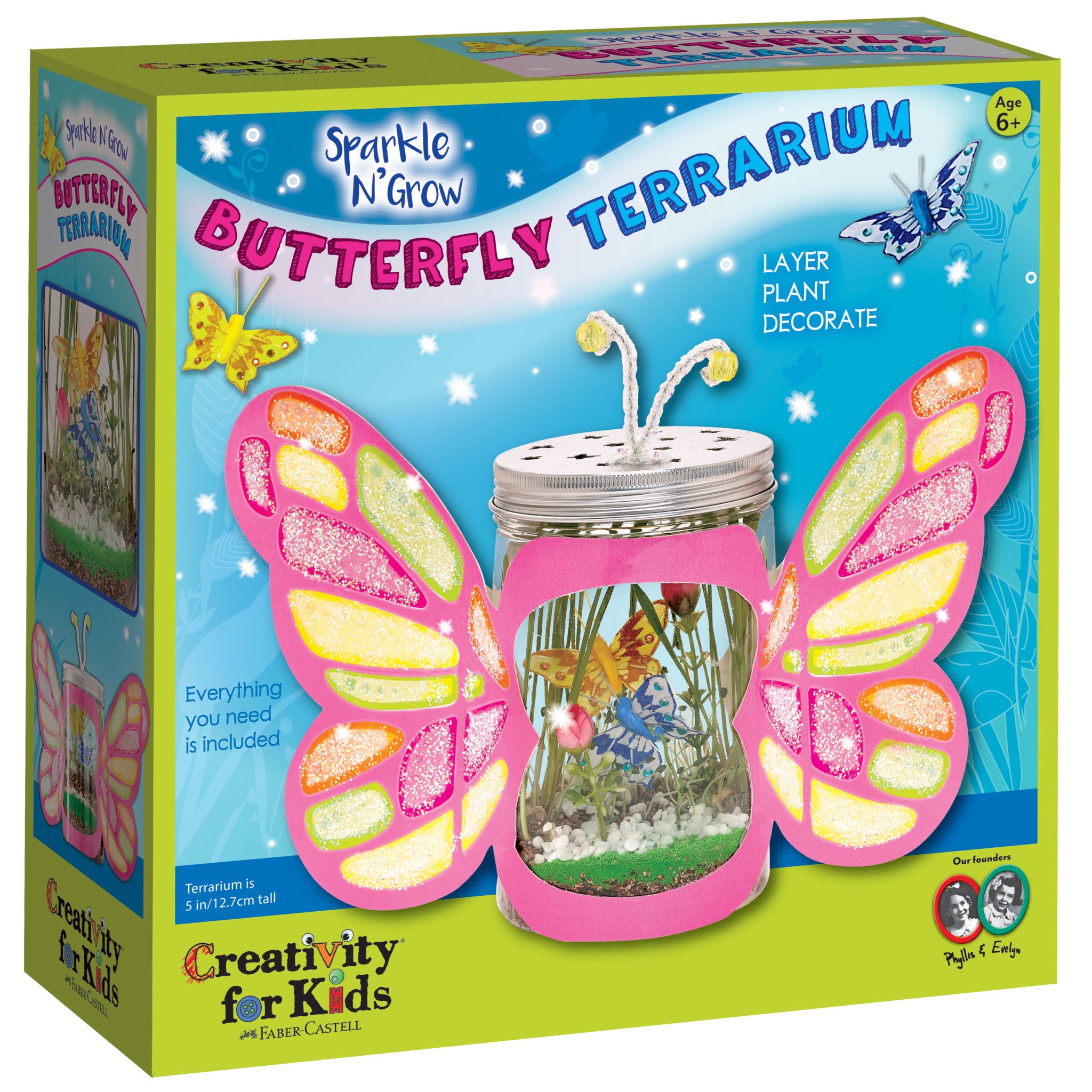Sparkle N' Grow Butterfly Terrarium Kit - DIY Habitat for Kids & Educational Science Project - Perfect for Home, Classroom & Garden Exploration #6121000