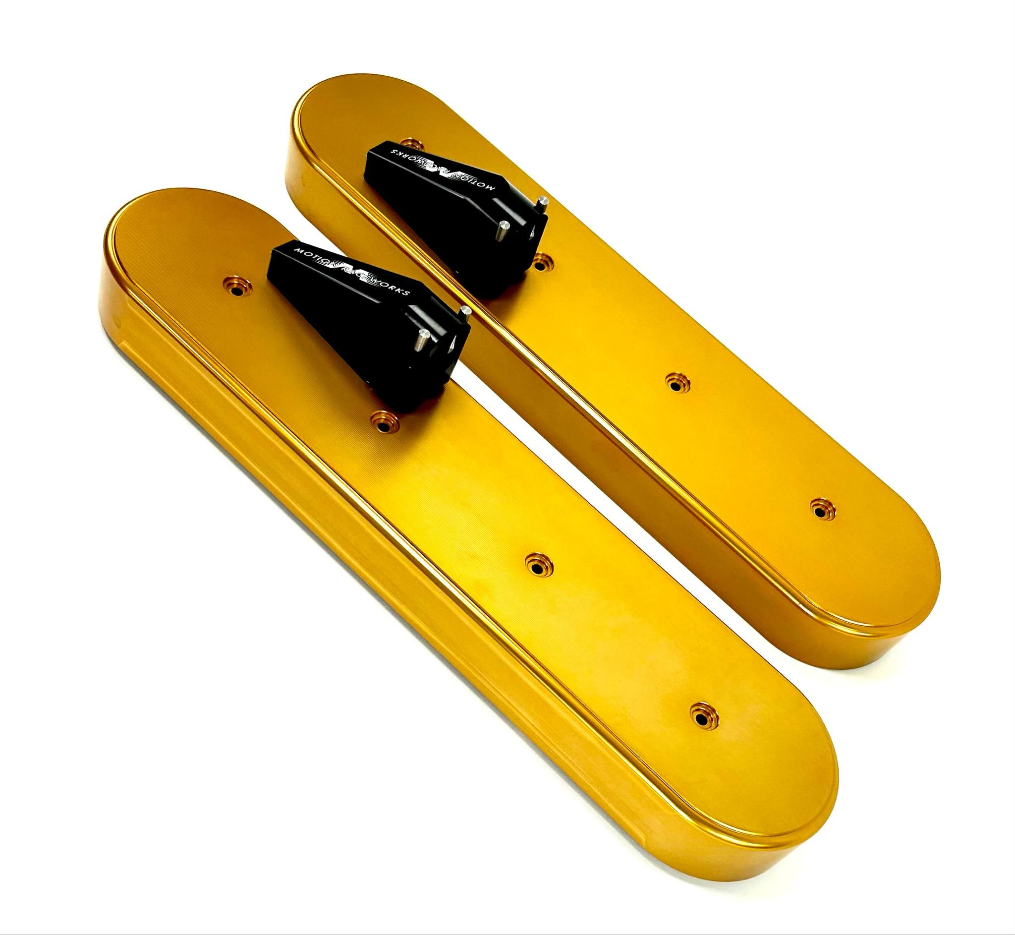 LS Race Gold Anodized Billet Aluminum Valve Covers - High Performance Engine Upgrade for Chevy, Ford, Dodge Muscle Cars & Hot Rods - Perfect for Car Shows, Racing & Custom Builds