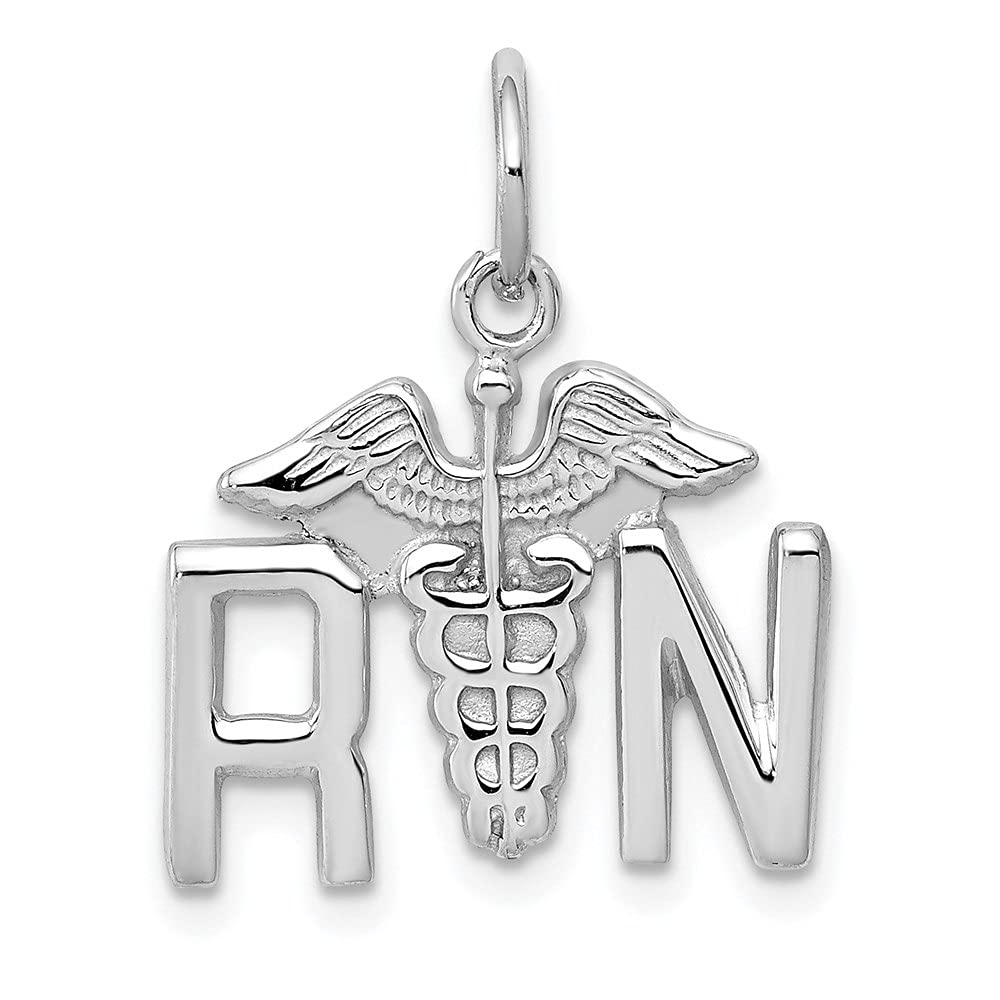 14K White Gold RN Pendant Necklace for Women - 20mm x 20mm Elegant Fine Jewelry Gift for Nurses, Graduation, Birthday & Special Occasions