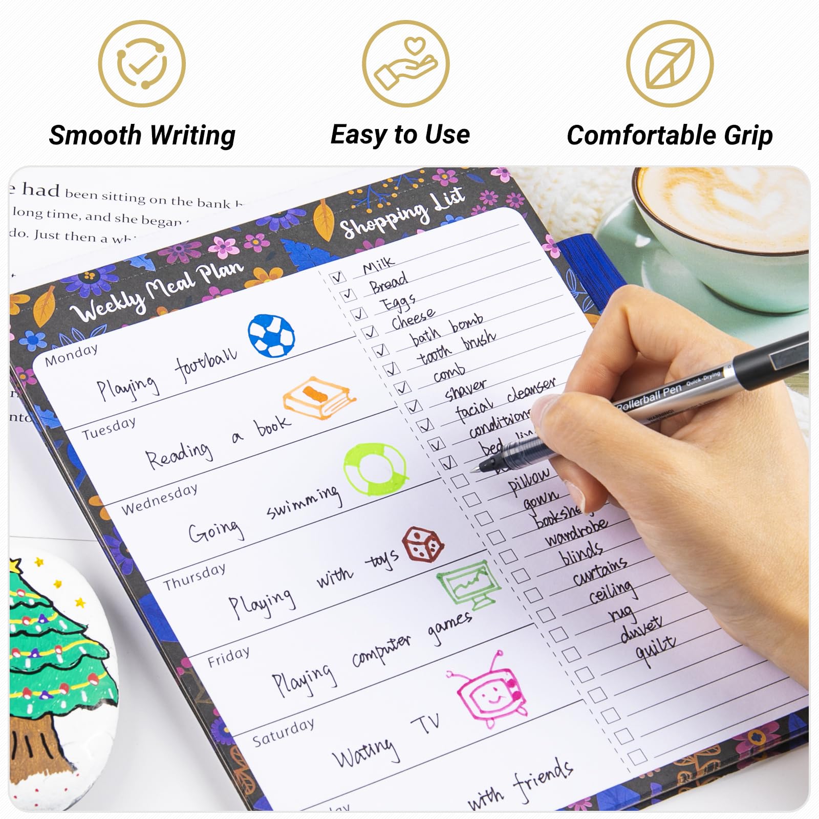APOGO 16 Pack Black Gel Rollerball Pens - 0.5mm Fine Point Liquid Ink Pens for Smooth Writing, Signatures & Note Taking - Premium Office & School Stationery Supplies (Great for Business, Journaling, Exams & Gift Giving)
