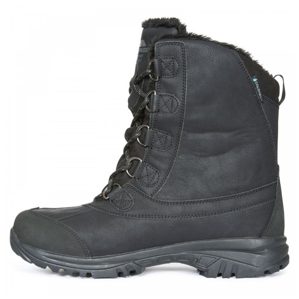 Trespass Men's Waterproof Snow Boots - Winter Hiking Boots for Men, Insulated & Slip-Resistant, Black - Perfect for Snowy Trails, Ice Fishing & Cold Weather Adventures