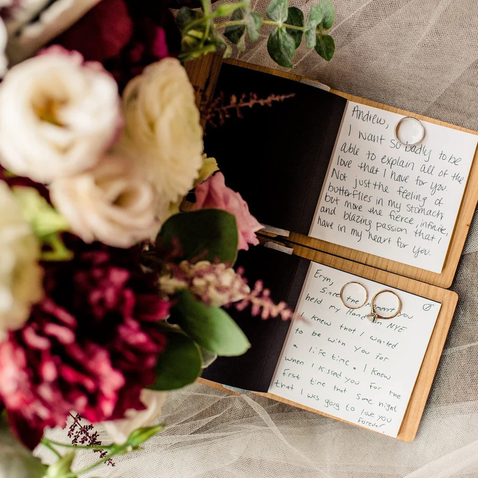 Personalized Wooden Wedding Vow Book Set - His & Hers Keepsake for Vow Renewals & Ceremonies