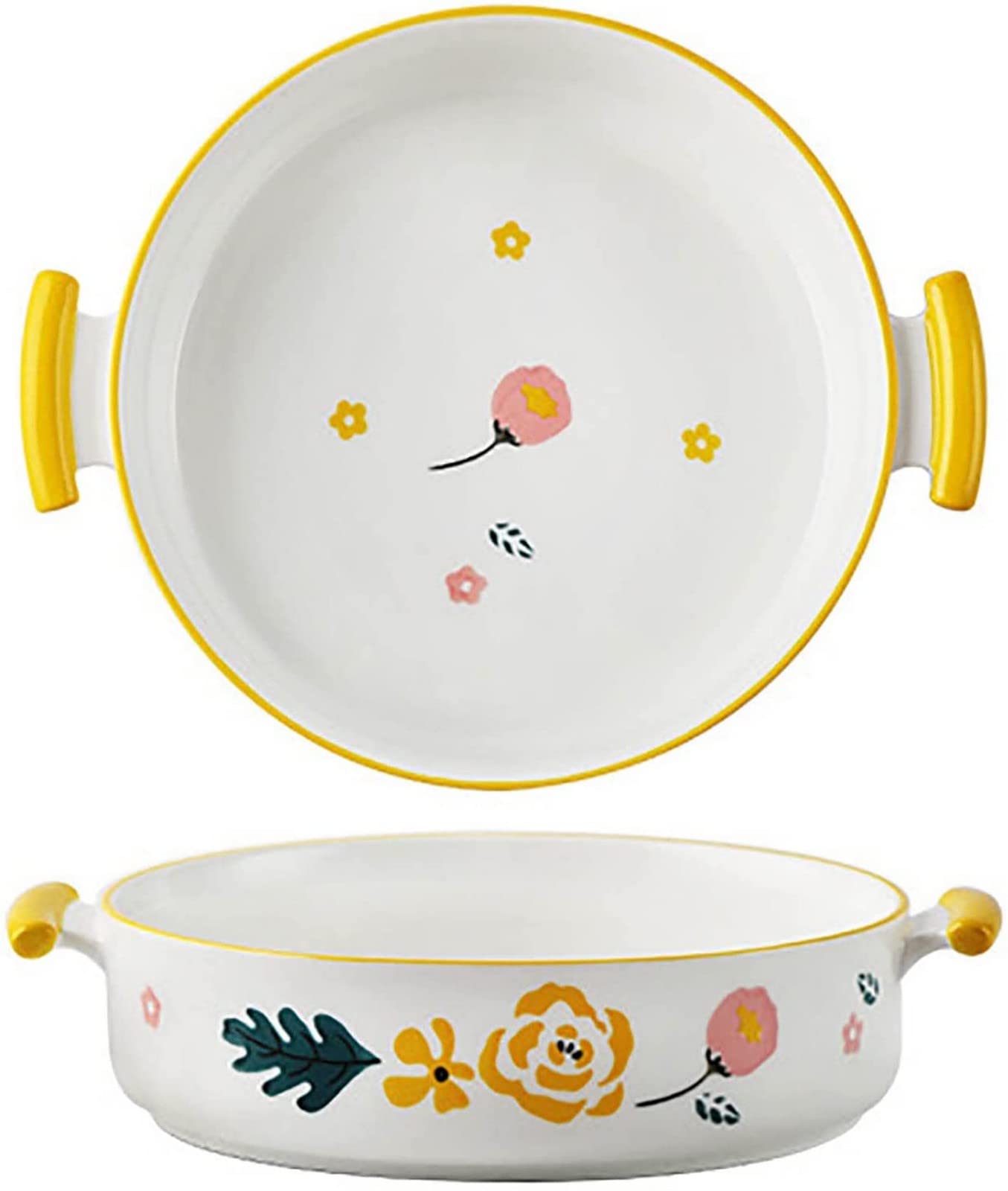 TLTJSQ 1200ml Large Ceramic Ramen Bowl with Handle - French Onion Soup Bowls for Salad, Pasta, Oatmeal | Dishwasher & Microwave Safe | Set of 2 Kitchenware Bowls | Perfect for Home Dining, Restaurant Use & Gift Giving
