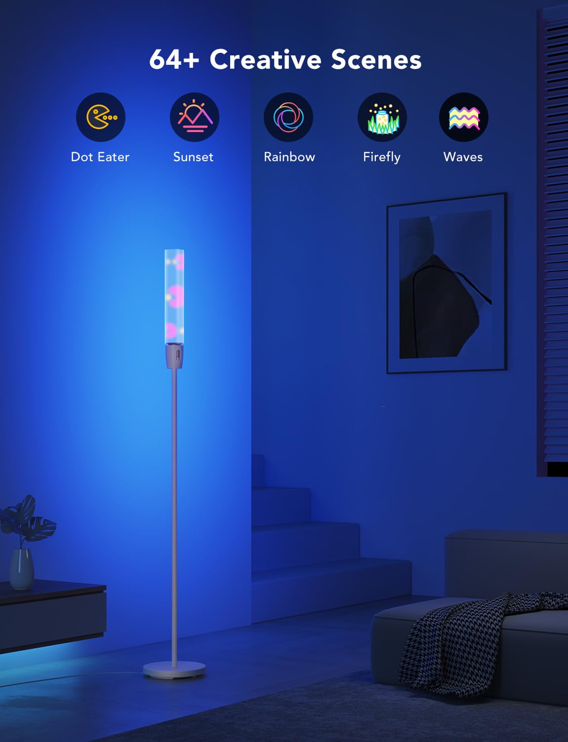 Govee RGBIC Smart Cylinder Floor Lamp - WiFi & App Controlled LED Corner Light with 64+ Scenes, DIY Mode, Music Sync (1500 Lumens) - Modern Lighting for Bedroom, Living Room, Home Theater & Gaming Setup