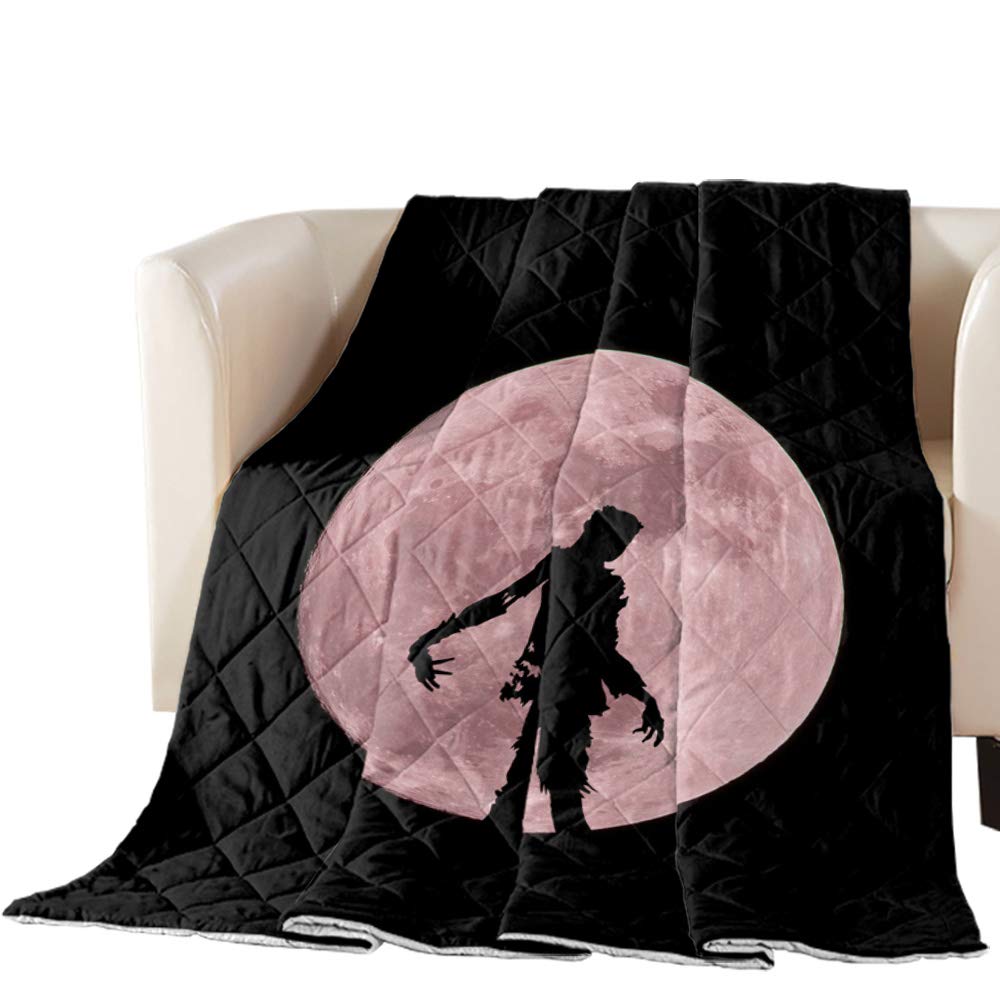 Lightweight Summer King Size Bedding Comforter - Halloween Moon Zombie Design Quilted Blanket for Kids, Women, Men & Teens | Breathable Duvet Insert for Hot Sleepers | Perfect for Horror Themed Bedrooms & Spooky Night Decor