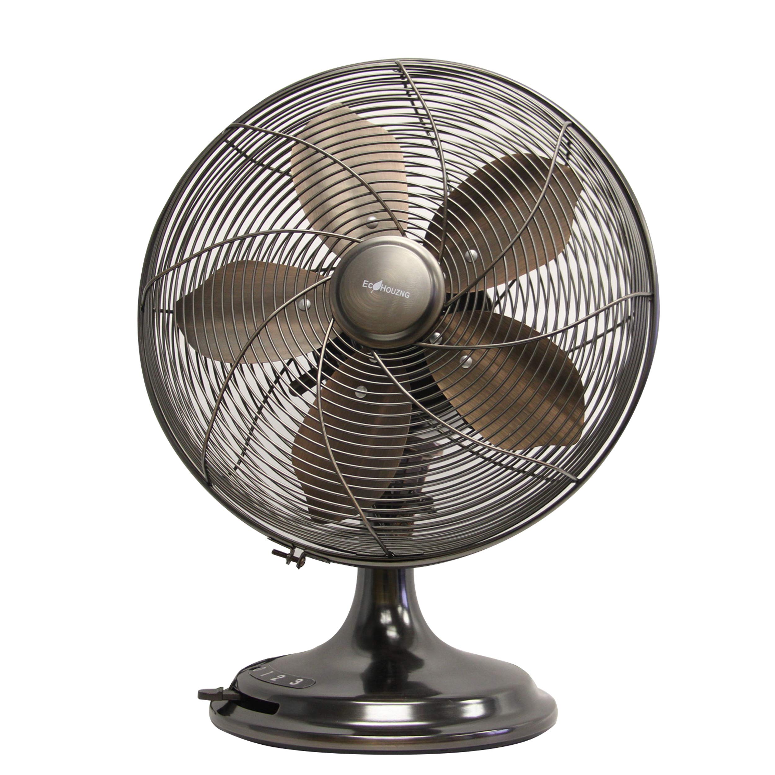 Ecohouzng 12 Inch Vintage Desk Fan - Classic Black Retro Office Fan with Quiet Operation | Perfect for Home Office, Bedroom & Dorm Room Cooling