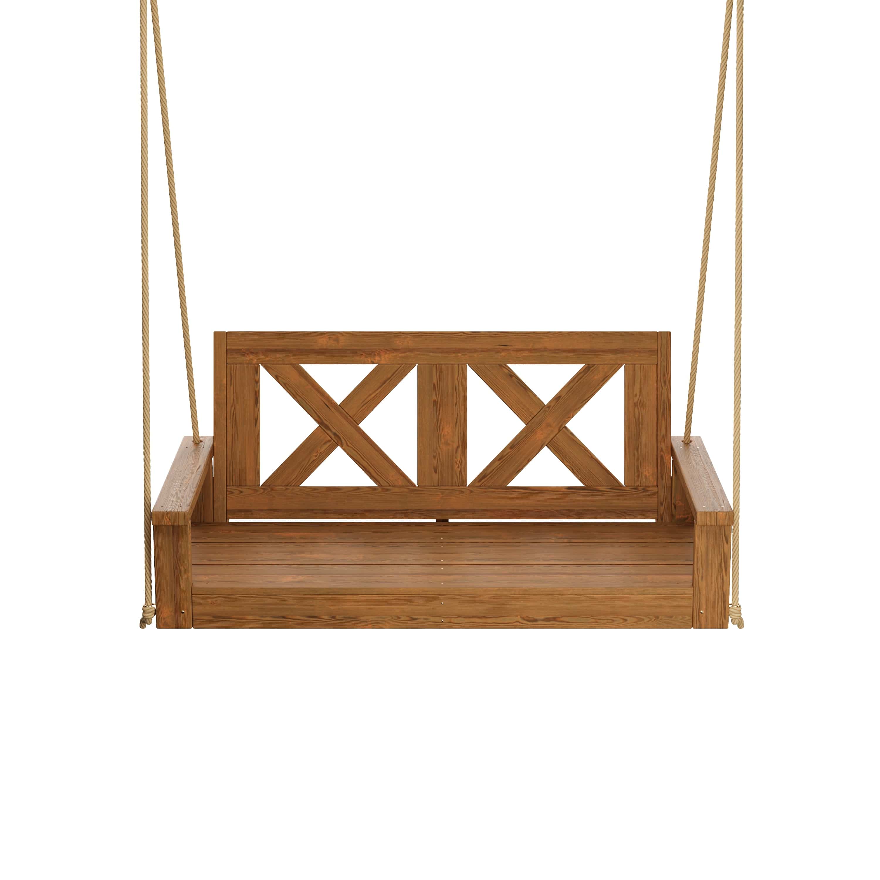 Heavy Duty 700 Lb Capacity 4 Foot Amish Farmhouse Porch Swing - Solid Oak Wood with Premium Stain for Outdoor Patio, Garden, and Backyard Relaxation