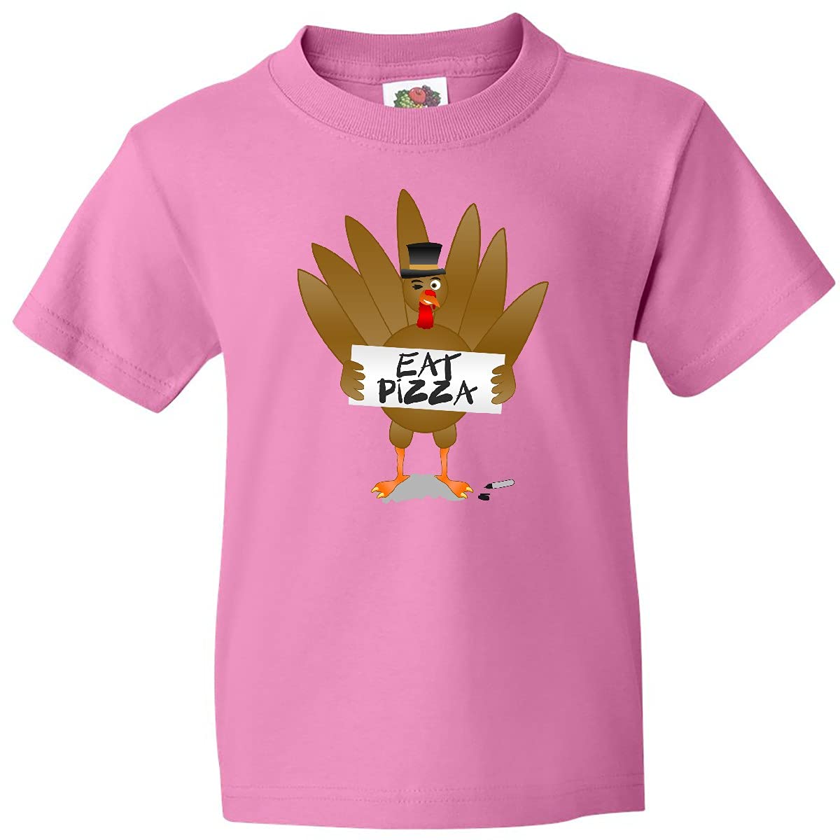 Eat Pizza Funny Turkey Graphic Youth T-Shirt | Cute Thanksgiving & Christmas Holiday Gift for Kids | School, Party & Family Gathering Outfit