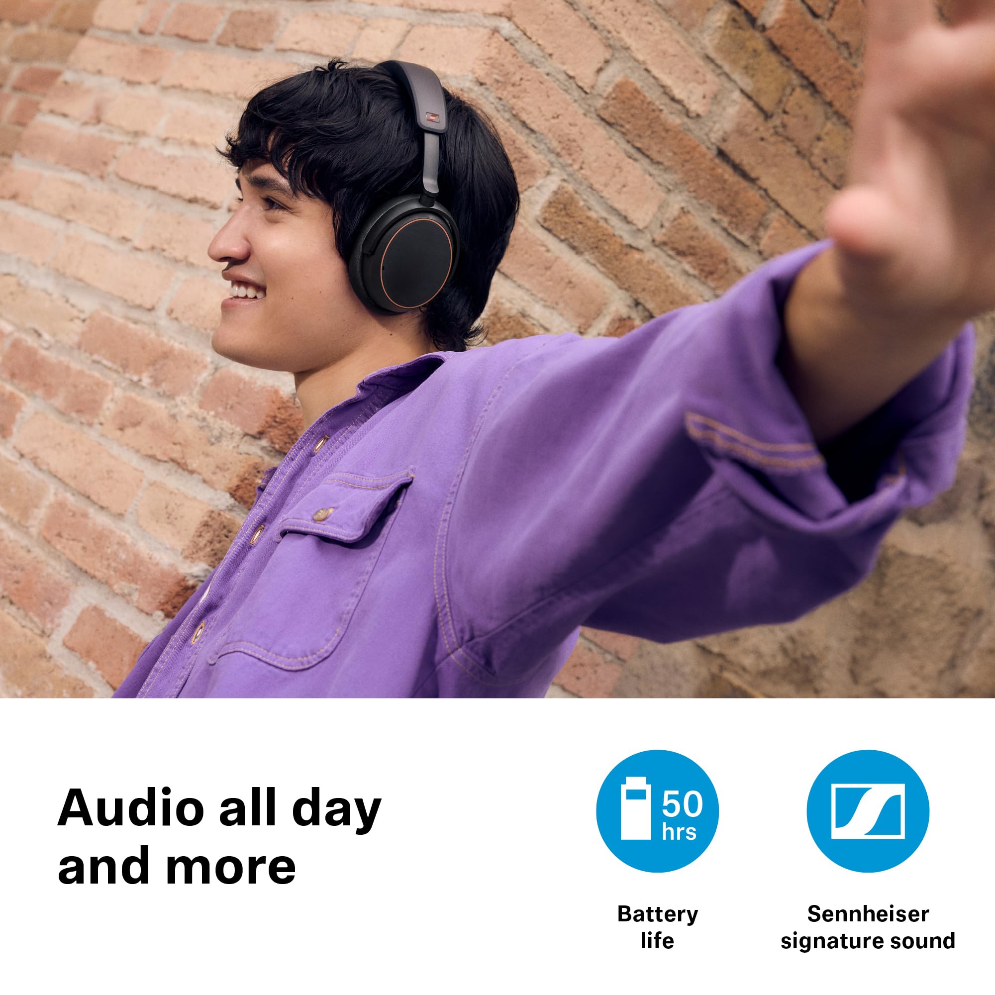 Sennheiser ACCENTUM Wireless Bluetooth Headphones with 50-Hour Battery Life, Hybrid ANC Noise Cancelling, All-Day Comfort & Crystal Clear Call Quality - Perfect for Travel, Work & Music Lovers (Black/Copper)