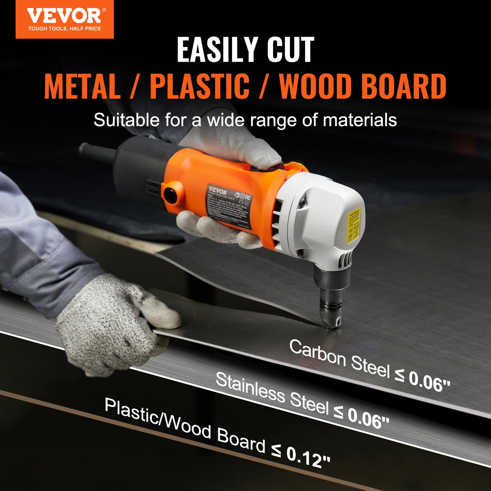 VEVOR 550W Electric Sheet Metal Nibbler - 2200 RPM High-Speed Cutter with 360° Rotation for Stainless Steel, Aluminum, Plastic & Wood - Perfect for Straight, Curved & Circular Cuts in DIY, HVAC & Metal Fabrication Projects