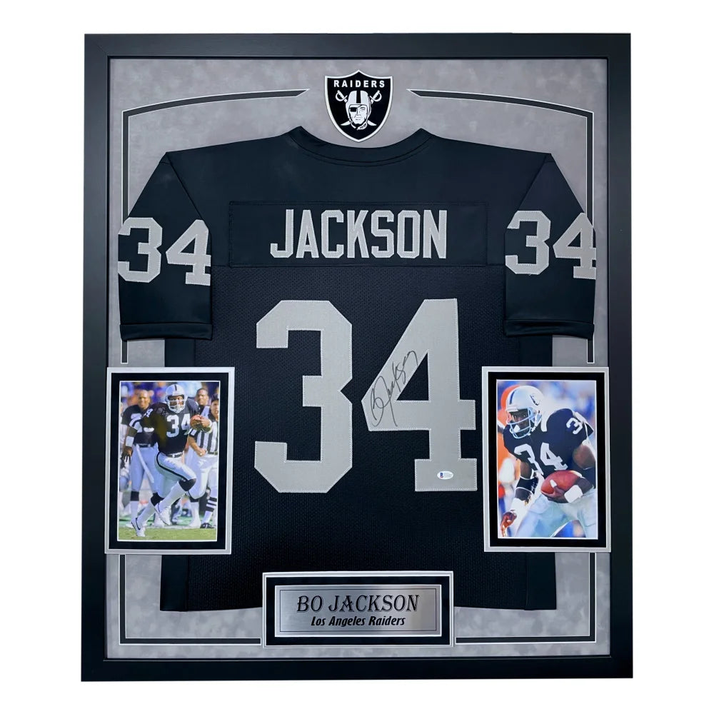Bo Jackson Autographed Los Angeles Raiders Jersey - Framed Memorabilia with BAS COA - Perfect for Sports Collectors, Man Cave Decor & Raiders Fan Gifts