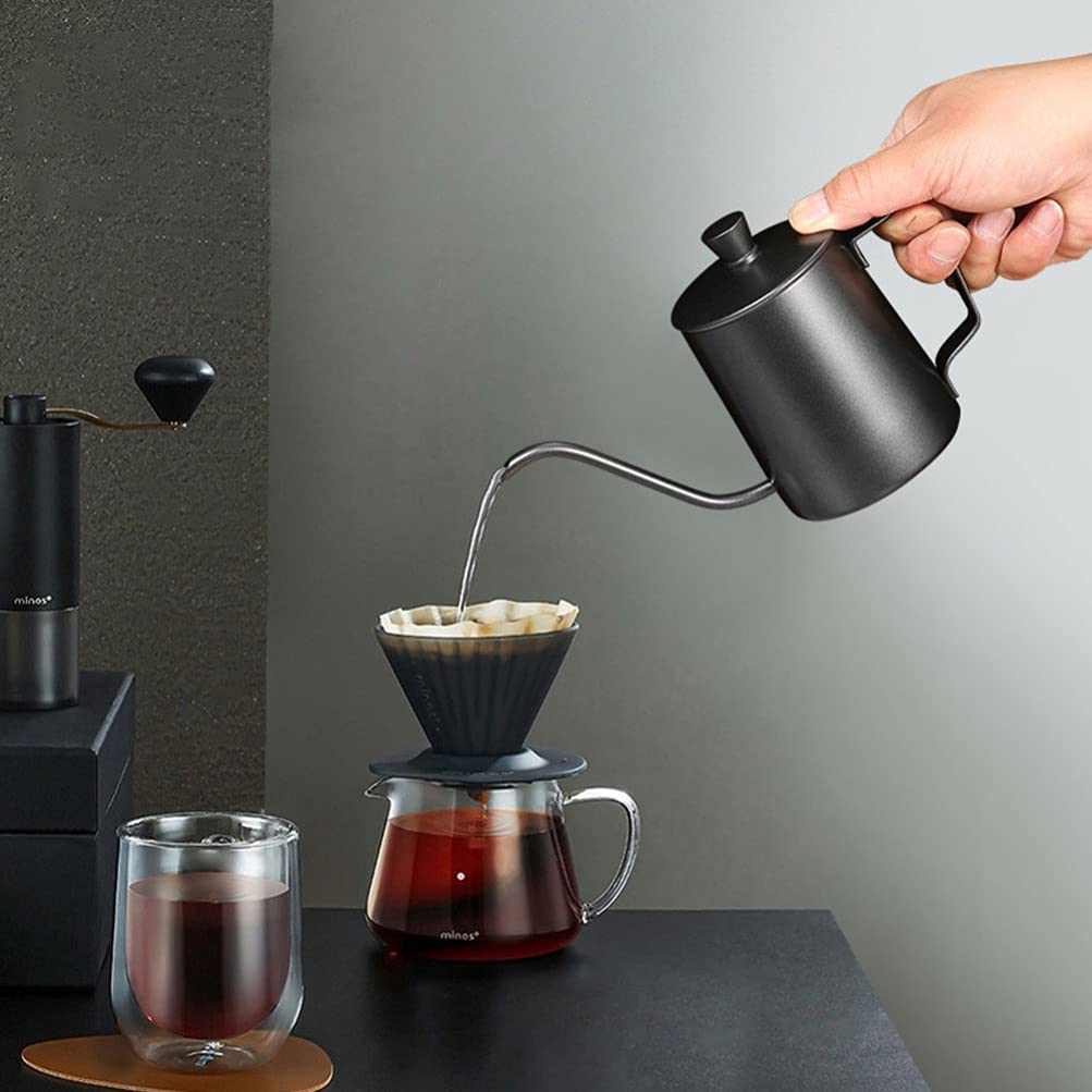 Premium Espresso Machine & Gooseneck Kettle Set - Stainless Steel Coffee & Tea Brewer with Narrow Drip Cup for Pour Over Coffee - Perfect for Home Baristas & Coffee Shops (Black)