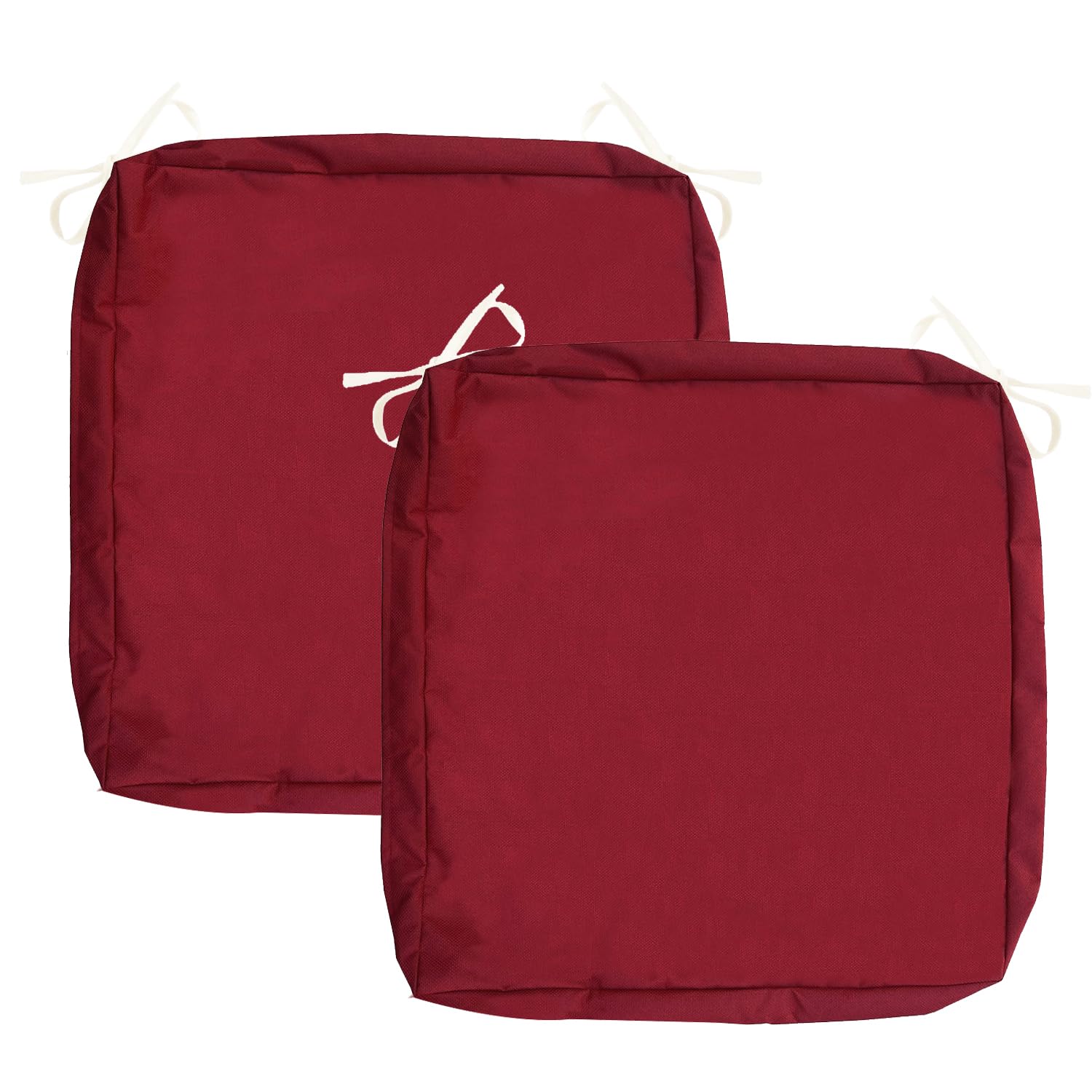 Waterproof Washable 20x20x2 Inch Outdoor Patio Cushion Covers 2-Pack - Durable Replacement Slipcovers for Sofa, Couch & Chair - Indoor/Outdoor Furniture Protector (Red) - Perfect for Backyard, Deck, Poolside & Patio Furniture