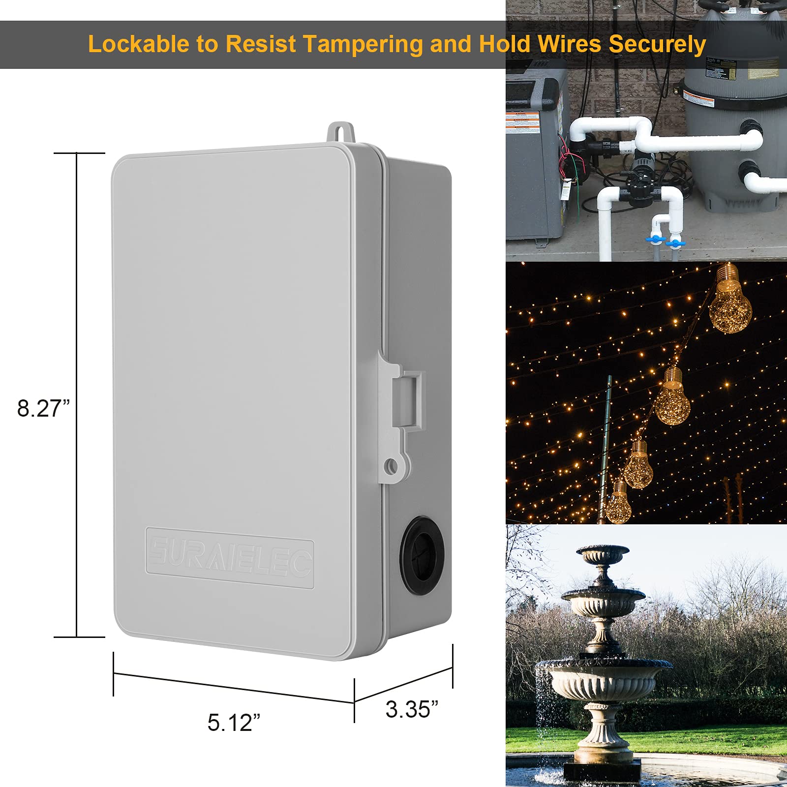 SURAIELEC WiFi Pool Timer - 40 AMP Heavy Duty Smart Switch for Pumps, Heaters & Spas | 1HP 120V & 2HP 240V | Indoor/Outdoor Pool Controller for Water Heaters, Powerful Appliances | Perfect for Backyard Pools, Hot Tubs & Home Automation