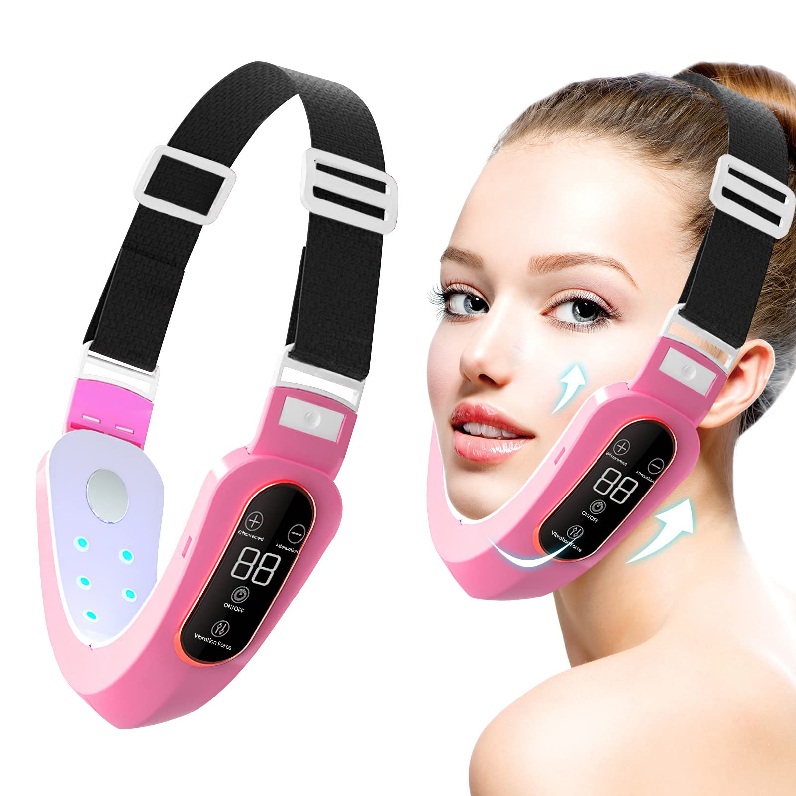 Electric Double Chin Reducer & V-Face Lifting Device - Blue Light Therapy Facial Massager for Firming & Anti-Aging - Perfect for Home Skincare & Beauty Routine