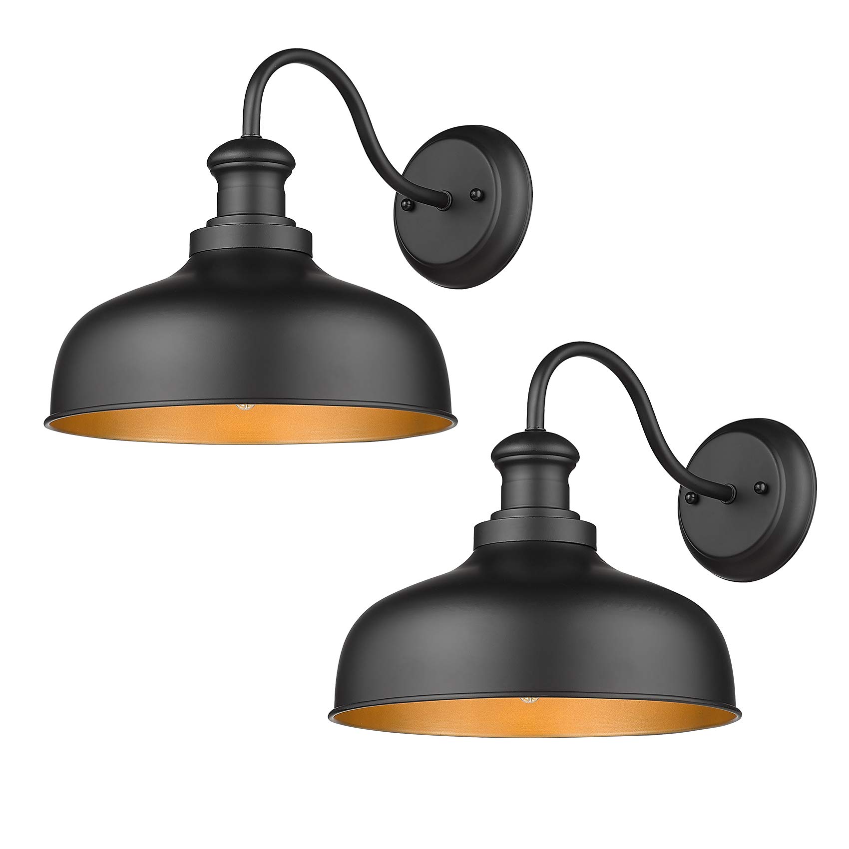 **Redeast Farmhouse Gooseneck Barn Lights – Industrial Outdoor Wall Sconces, Exterior Wall Mount Lighting Fixture (Black, 2 Pack) – Perfect for Porch, Garage, Garden & Patio**