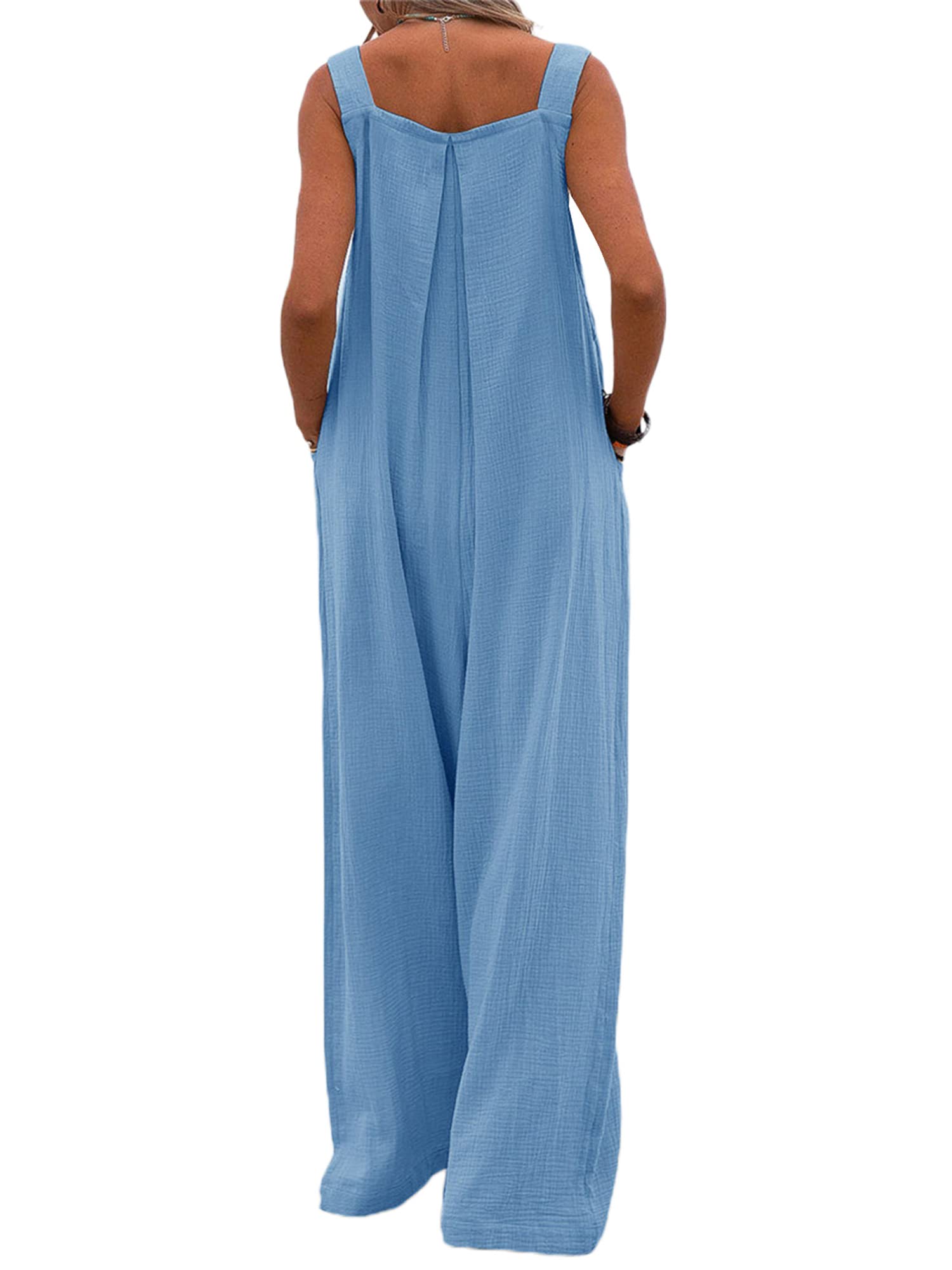 Kaipiclos Women's Baggy Overalls - Plus Size Wide Leg Jumpsuit, Loose Linen Suspender Overalls with Pockets - Casual Summer Outfit for Beach, Travel & Everyday Wear