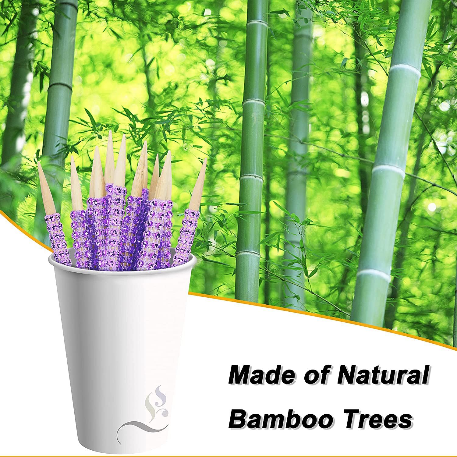 32 PCS Bling Candy Apple Bamboo Sticks - Caramel Apple Wooden Skewers with Rhinestone Diamond Mesh Wrap for Fruit Treats, Dessert Table Decor - Perfect for Tea Party, Birthday, Wedding & Christmas (Purple)