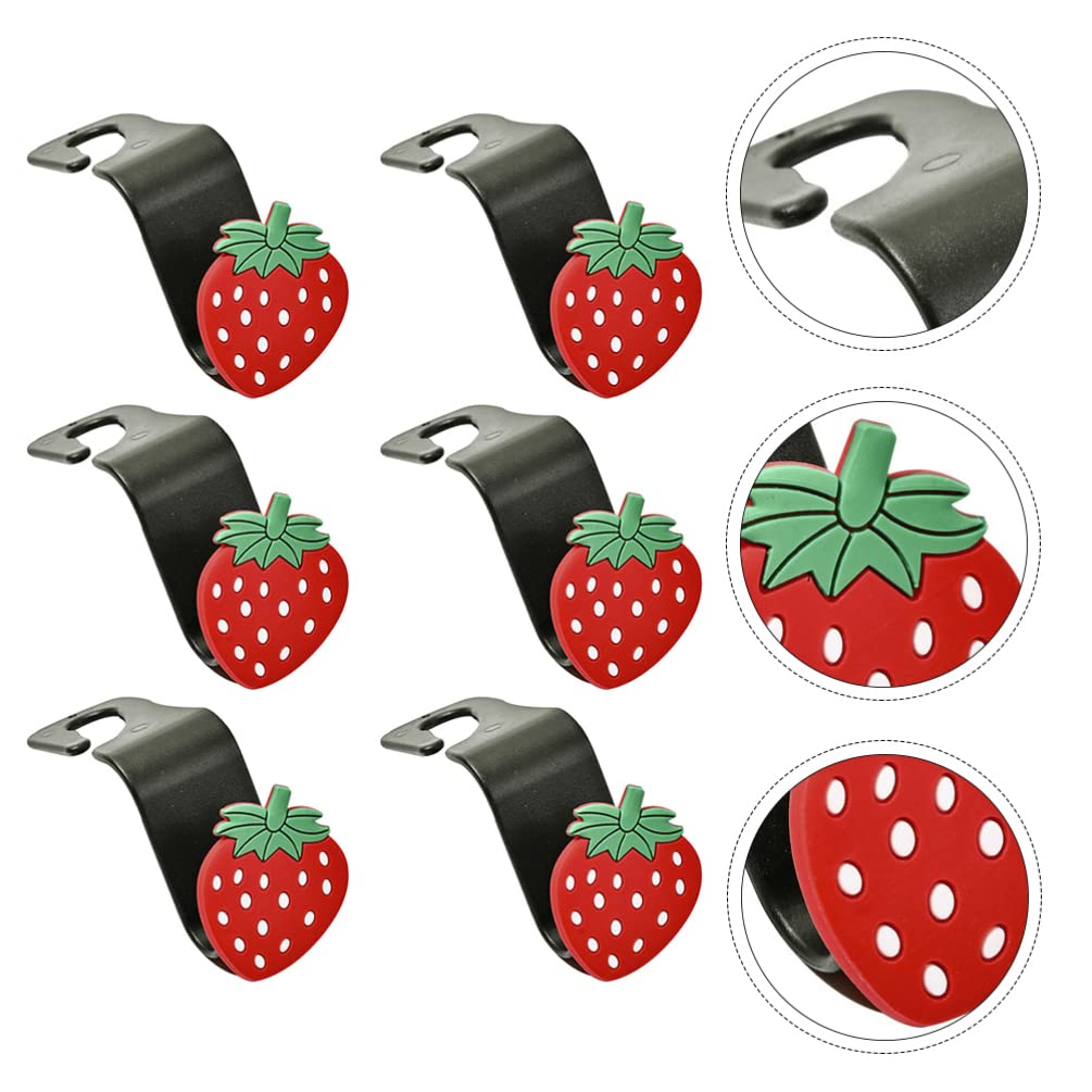 BESPORTBLE 6pcs Strawberry Car Hooks - Cute Headrest Hangers for Car Seat & Truck Organization - Perfect for Road Trips & Travel