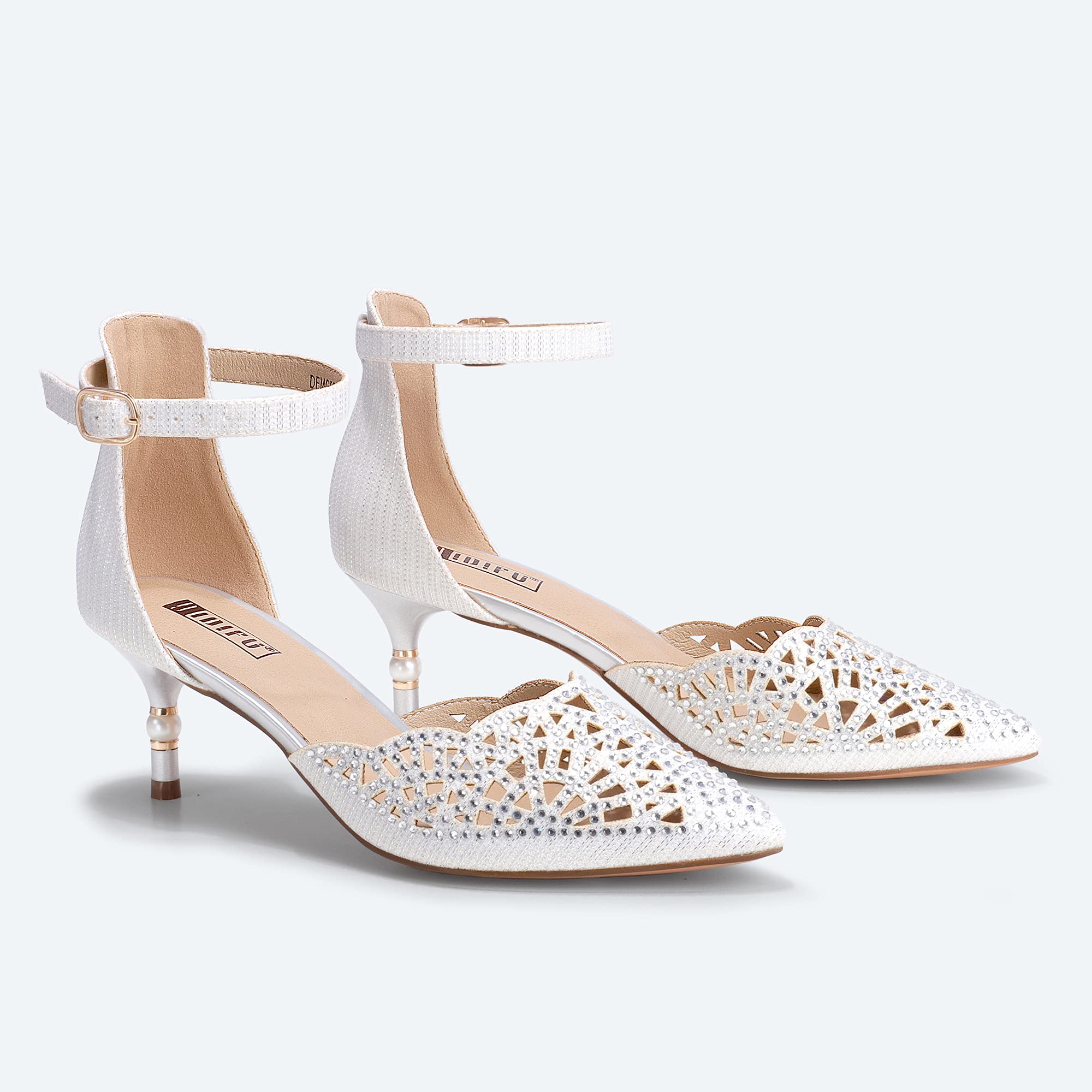 IDIFU Women's Rhinestone Sequins Low Kitten Heel Pumps - Wedding Party Dress Shoes for Bride, Bridesmaid & Evening Events | Comfortable Elegant Formal Occasion Footwear
