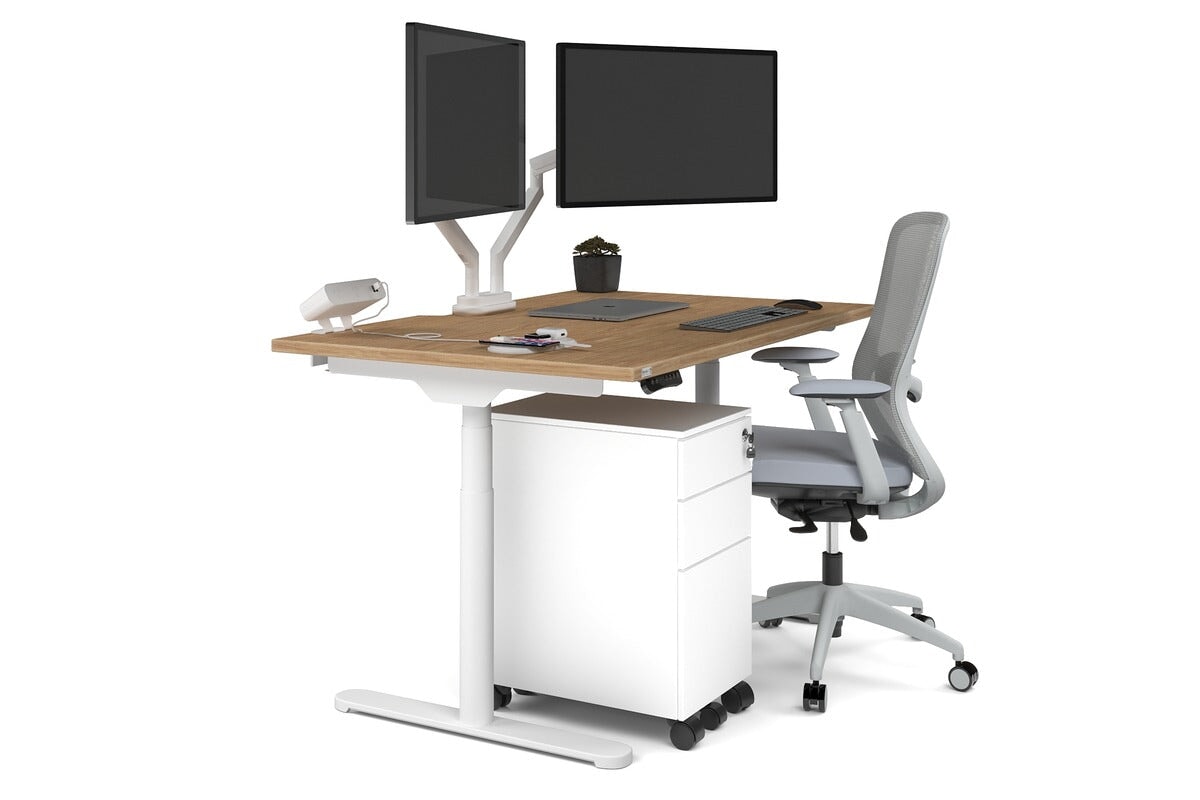 Flexi Premium Height Adjustable Single Workstation Desk - 1400L x 800W with Cable Management - Ergonomic Standing Desk for Home Office & Workspace