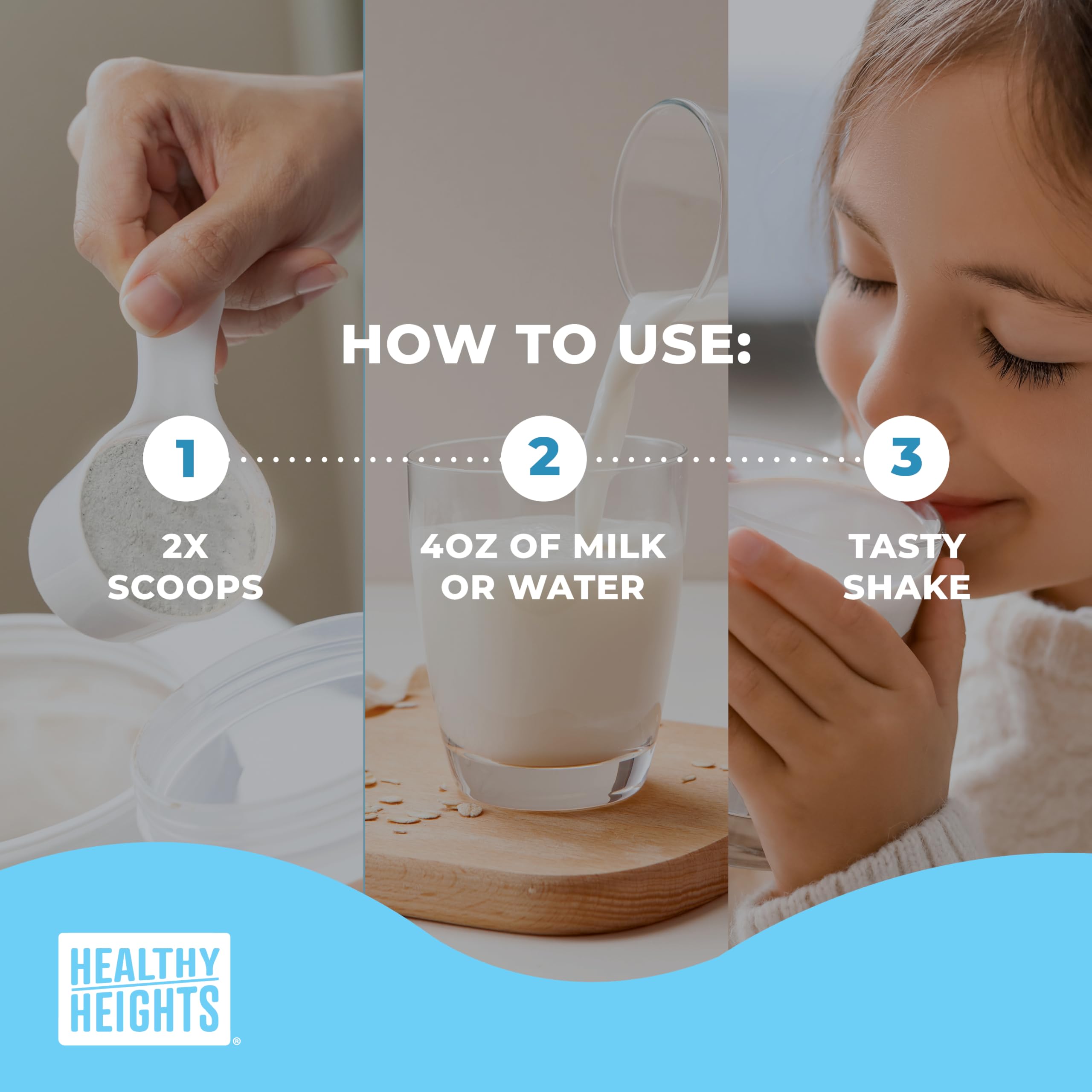 Healthy Heights Grow Daily Kids Protein Drink Mix (Plain) - High Protein Shake for Children Ages 3+ | Supports Growth & Development | Perfect for Breakfast, Snacks & Active Lifestyles