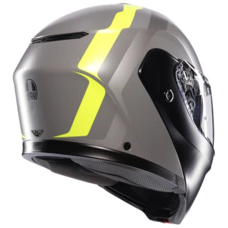 AGV Streetmodular Resia Motorcycle Helmet - Grey, Black, Fluo Yellow - Lightweight & DOT Certified for Urban Riding & Commuting