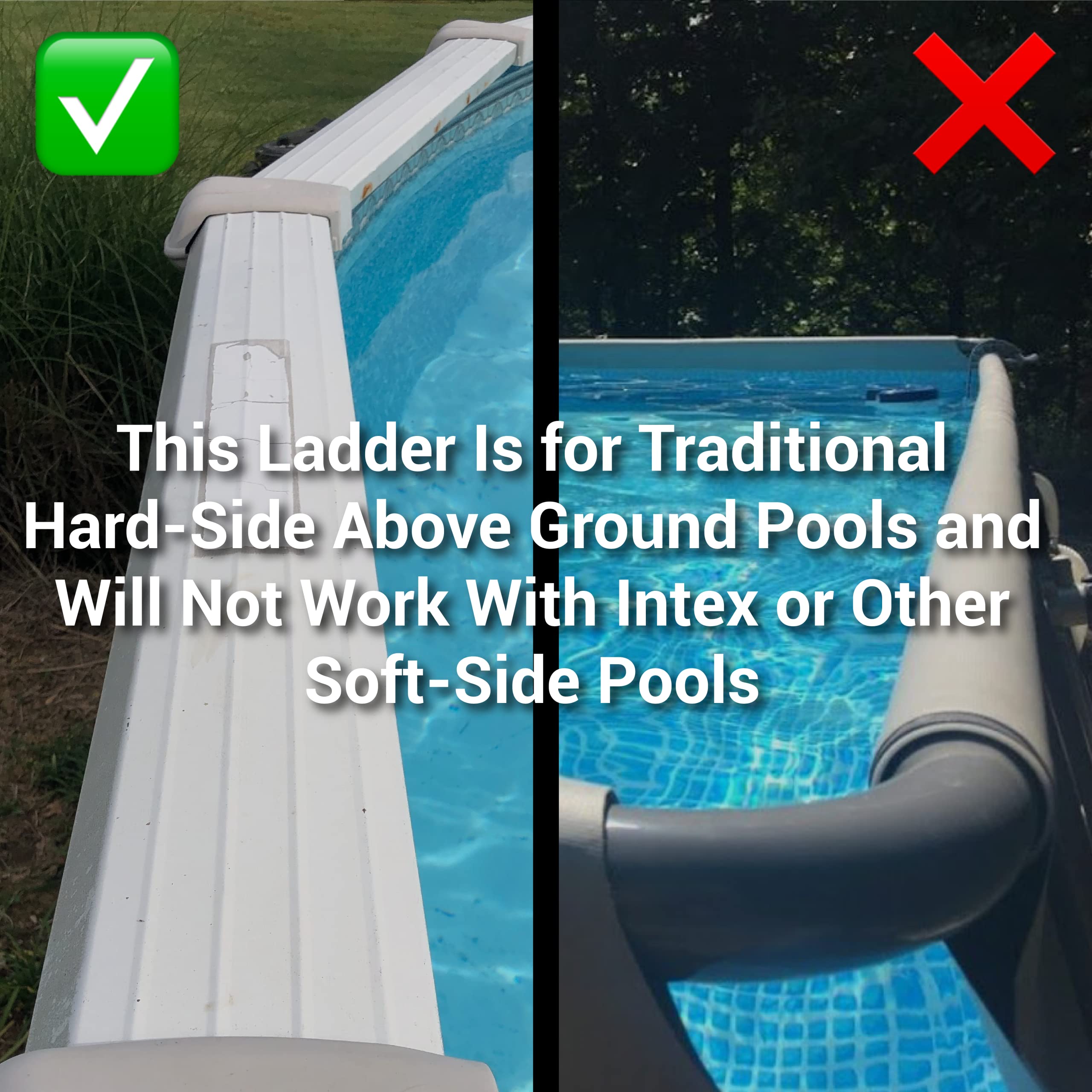 Blue Torrent A-Frame Flip Up Pool Ladder for Above Ground Pools - Heavy Duty Safety Steps for Inground/Above Ground Swimming Pools - Easy Installation & Secure Access for Kids & Adults (Perfect for Backyard, Vacation Homes & Community Pools)