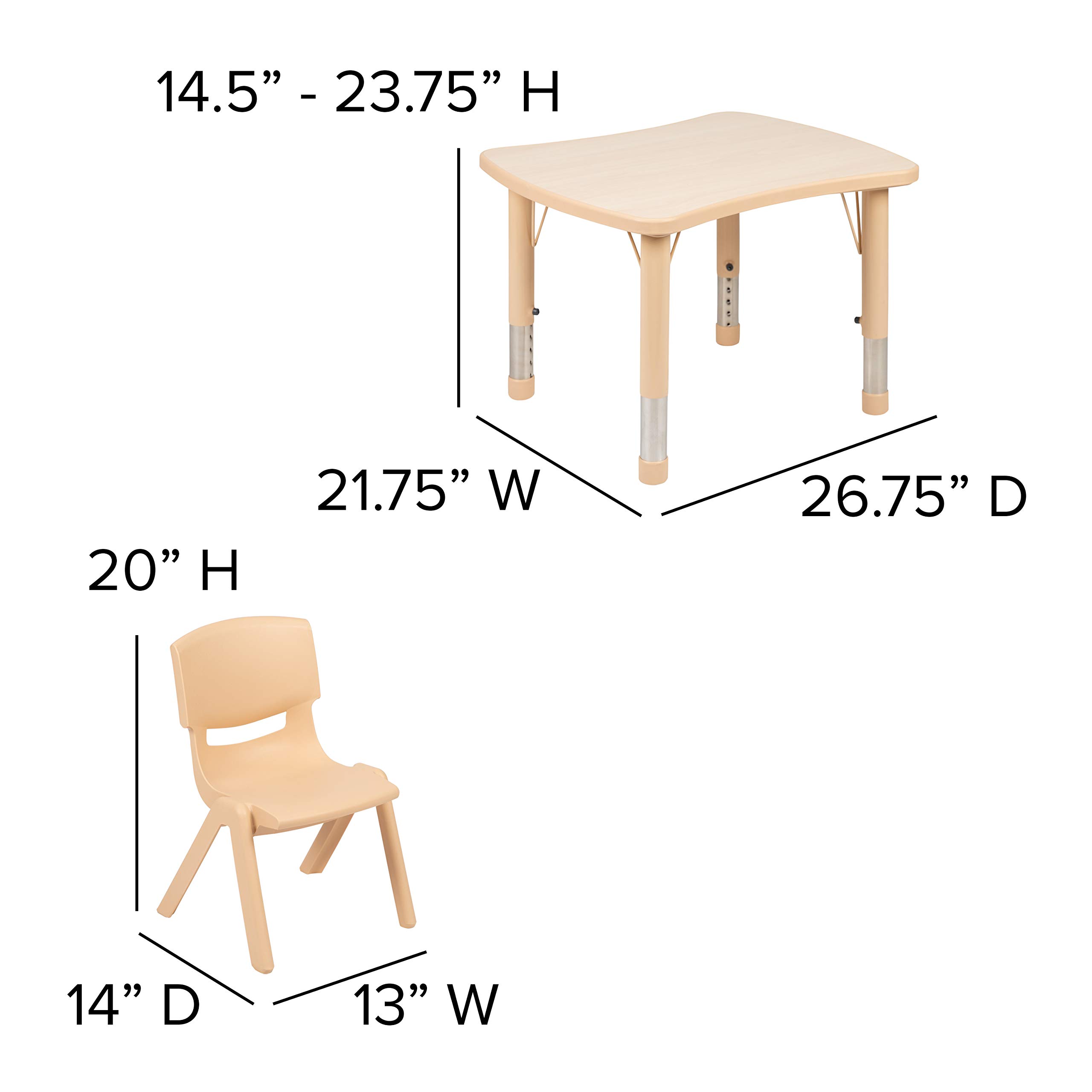 EMMA + OLIVER Kids Plastic Activity Table Set with 2 Chairs - 21.875