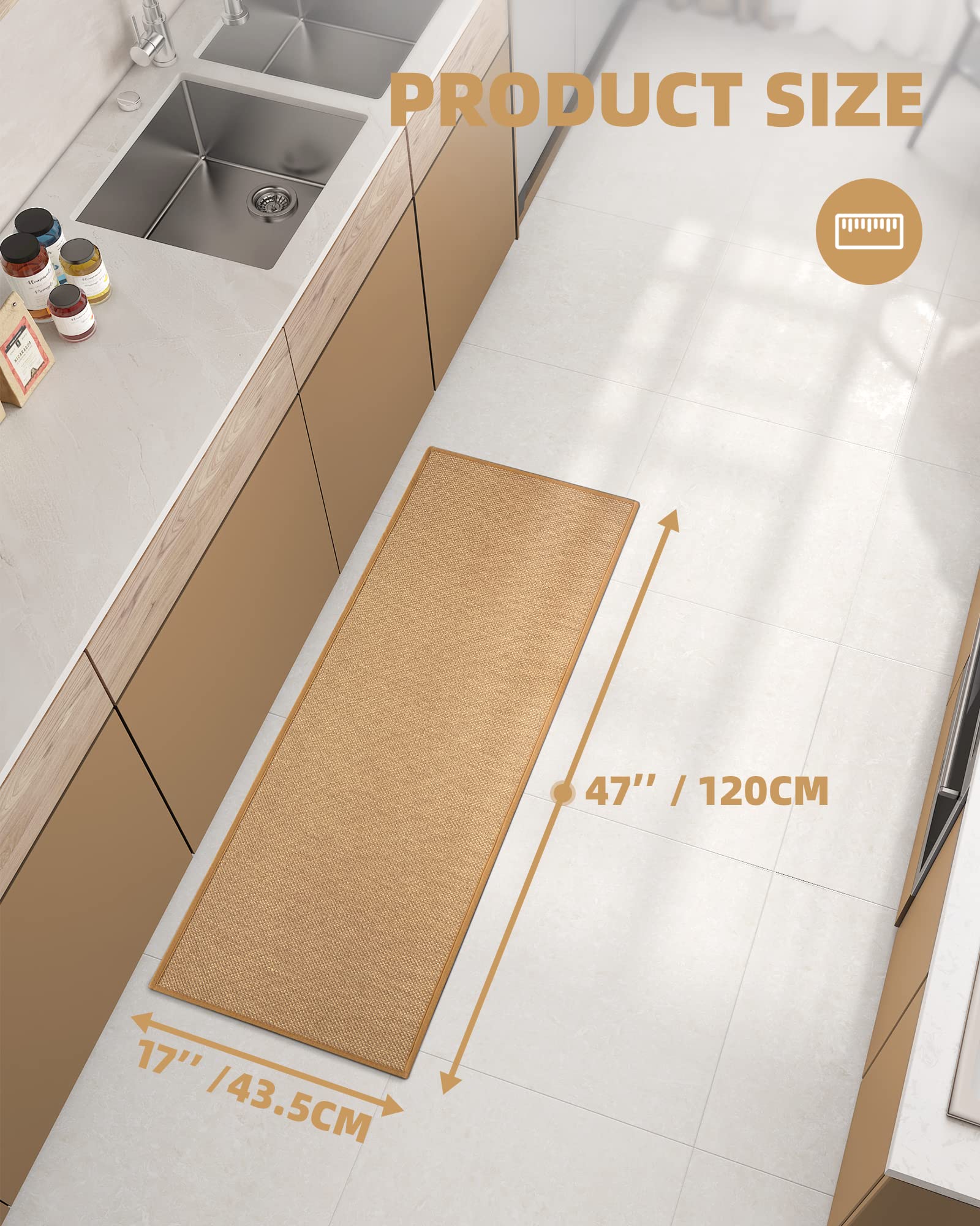 Non-Slip Washable Kitchen Rugs - Absorbent Woven Runner Mat 17