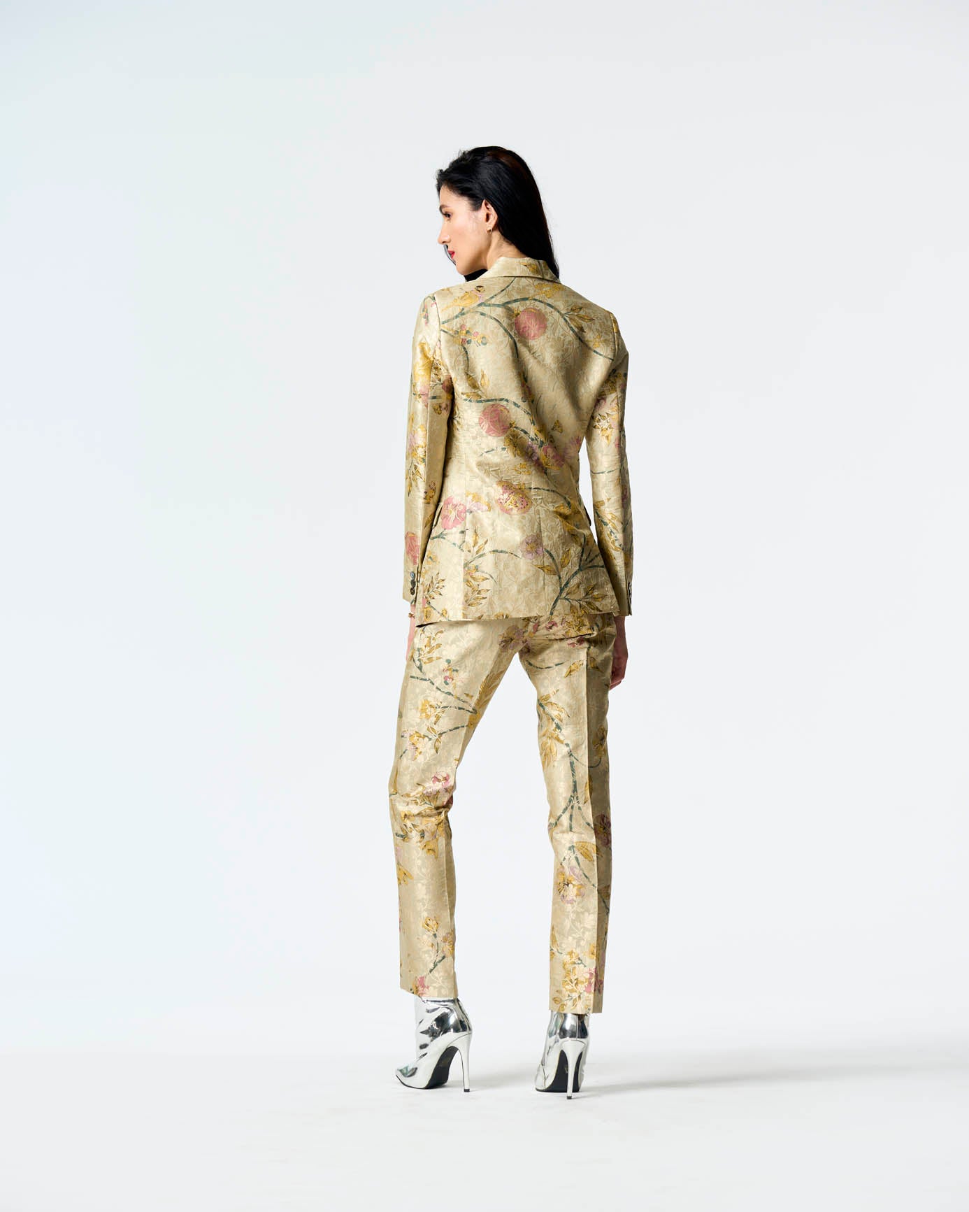 Elegant Rana Blazer in Silk Brocade Mint Green - Perfect for Office Wear, Business Meetings & Formal Events