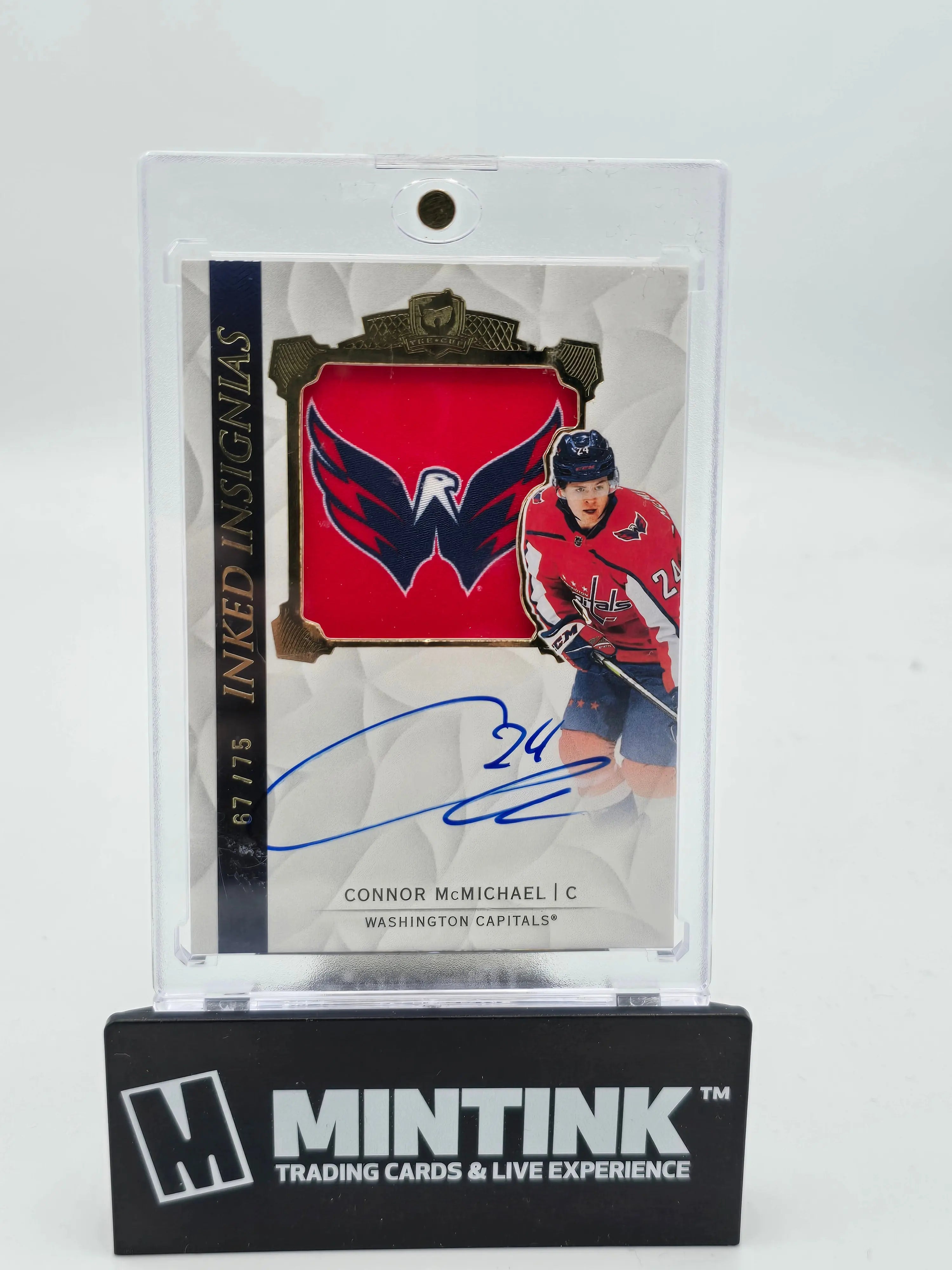 2020-21 Upper Deck The Cup Connor McMichael Gold Inked Insignias Autograph Hockey Card /75 - Rare Collectible for NHL Fans & Sports Memorabilia Enthusiasts