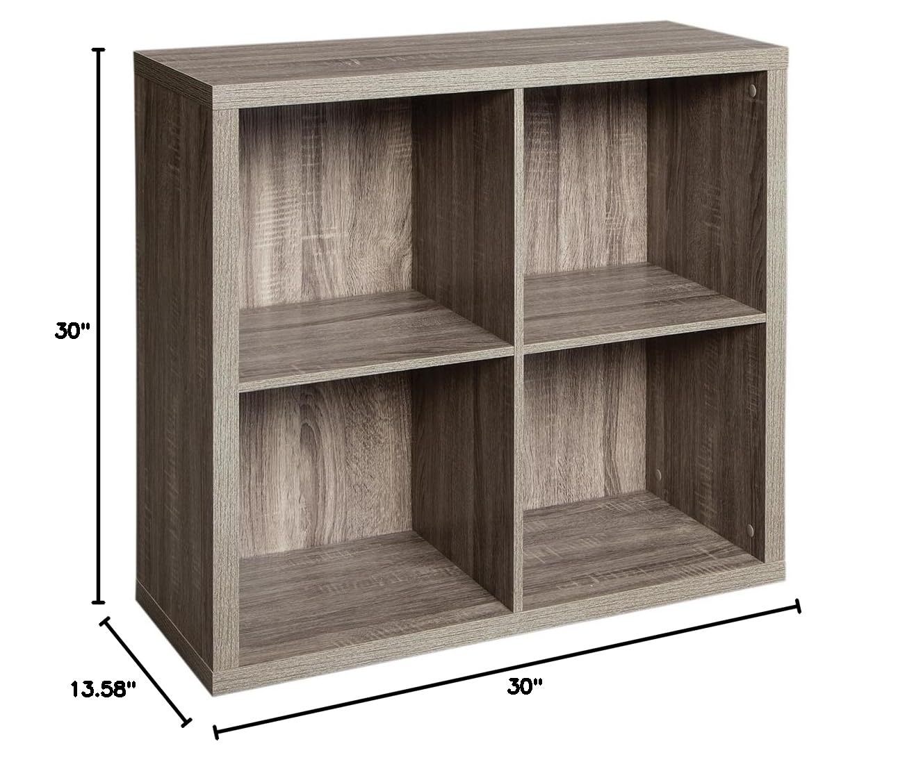 ClosetMaid 4-Cube Storage Organizer Shelf with Back Panel - Easy Assembly Wooden Bookshelf in Weathered Gray for Bedroom, Living Room & Office Organization