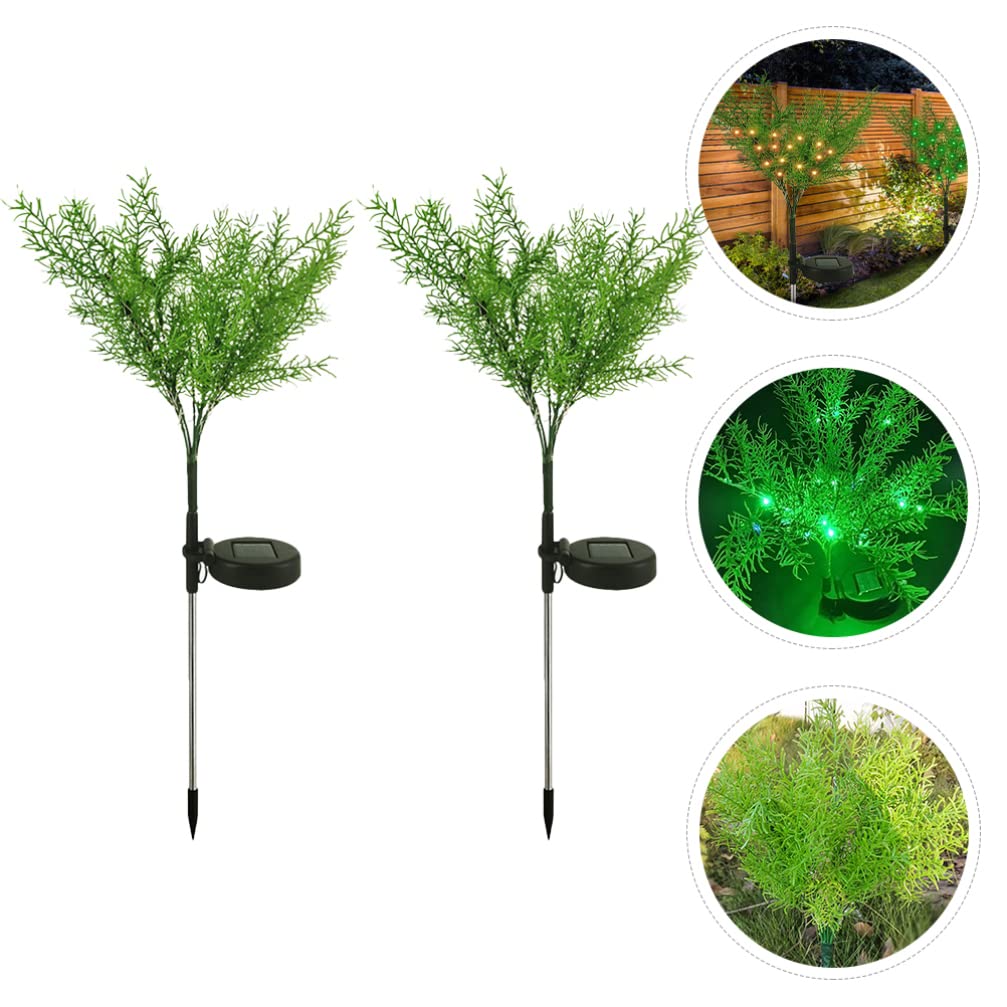2 Pack Solar Powered Christmas Tree Stake Lights - Outdoor Holiday Lawn Decor with Stainless Steel Ground Insert - Waterproof Solar Garden Lights for Yard, Pathway, Patio & Christmas Decoration