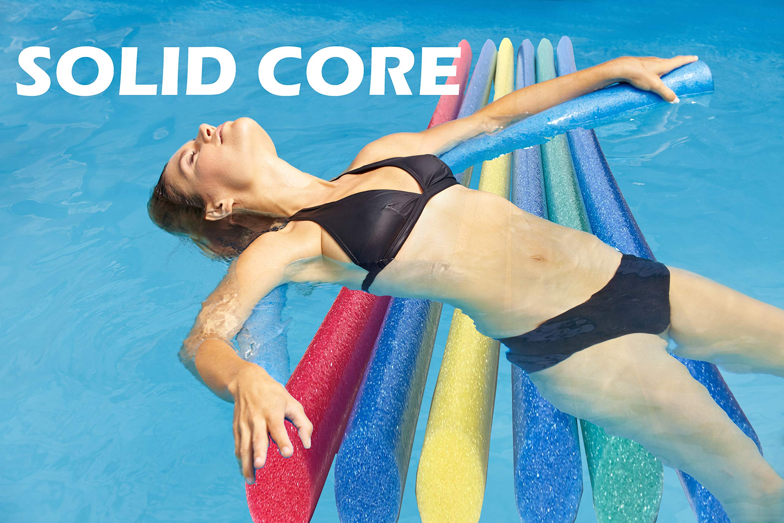 3 Pack No Hole Extra Long Deluxe Solid Core Pool Noodles for Swimming, Water Play, and Beach Activities - Durable Floating Foam Toys for Kids and Adults