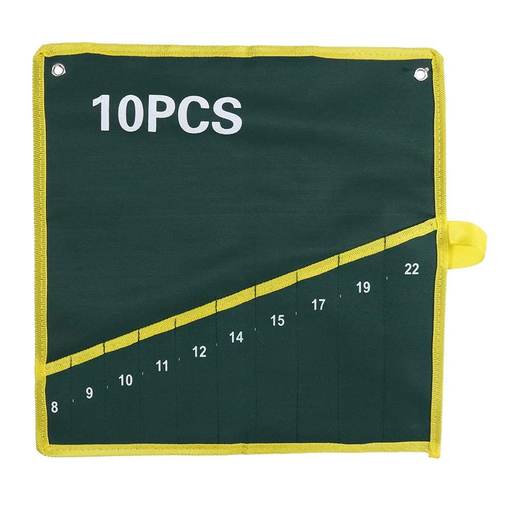 1Pcs Heavy Duty Tool Pouch with 10 Pockets - Wrench Storage Organizer Bag for Electricians, Plumbers & DIY - Durable Green Tool Belt Accessory for Construction, Home Repair & Workshop Use