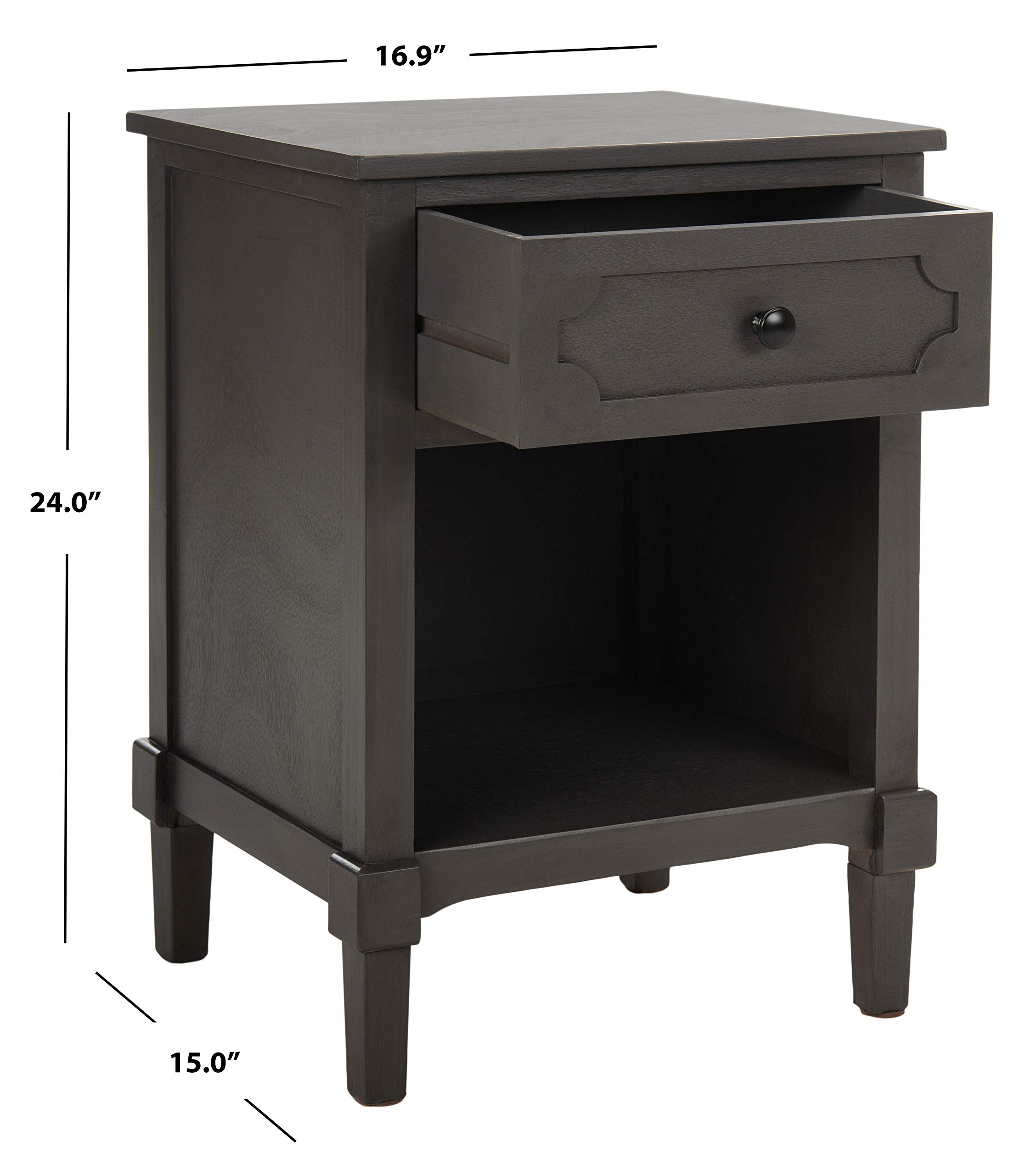 SAFAVIEH American Homes Collection Rosaleen Grey Side Table - Modern End Table for Living Room, Bedroom & Office - Small Accent Table with Storage Shelf